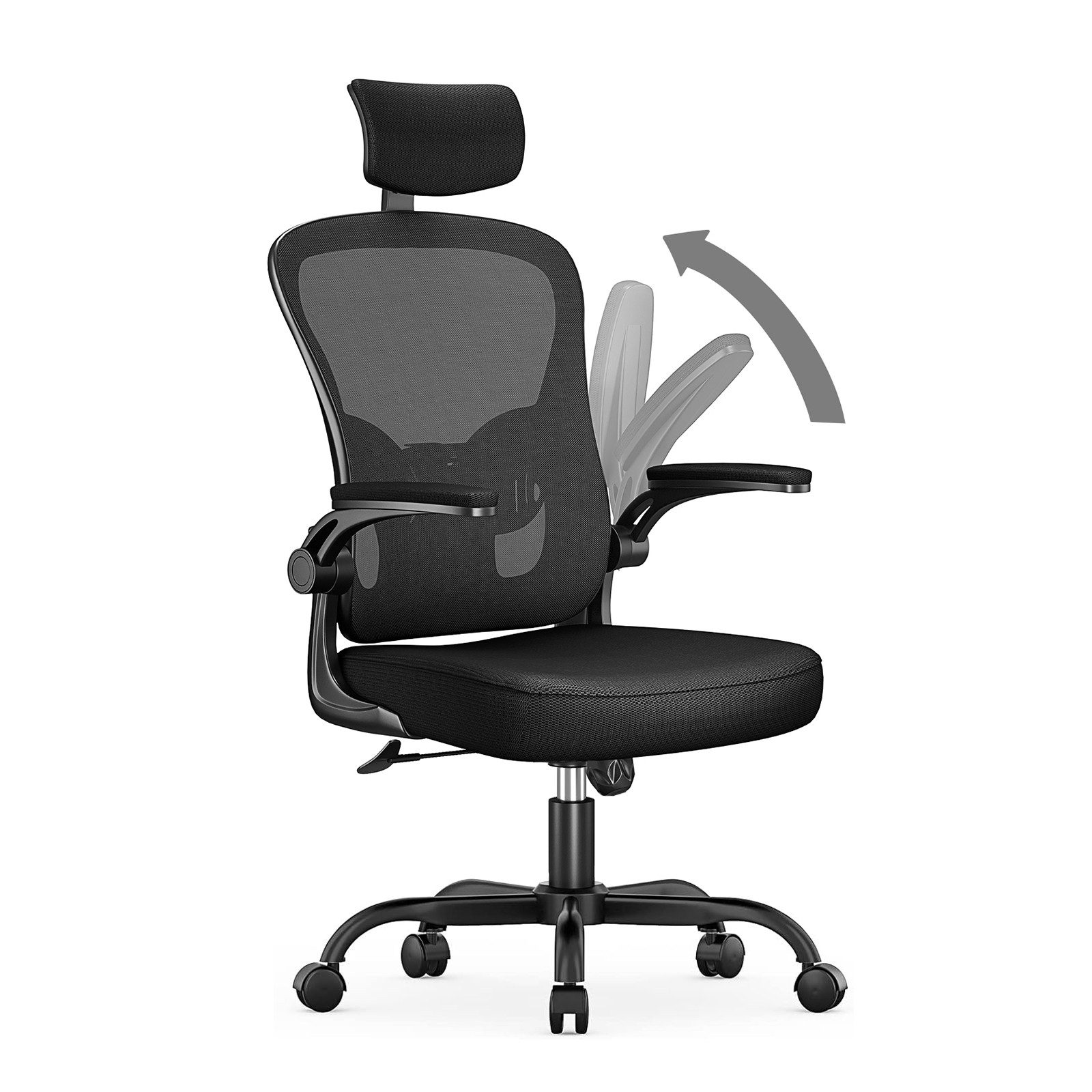 ZAISZE Bürostuhl Ergonomischer Bürostuhl mit Netzbezug und klappbaren Armlehnen (Spar-Set), Einstellbarer für maximale Bewegungsfreiheit