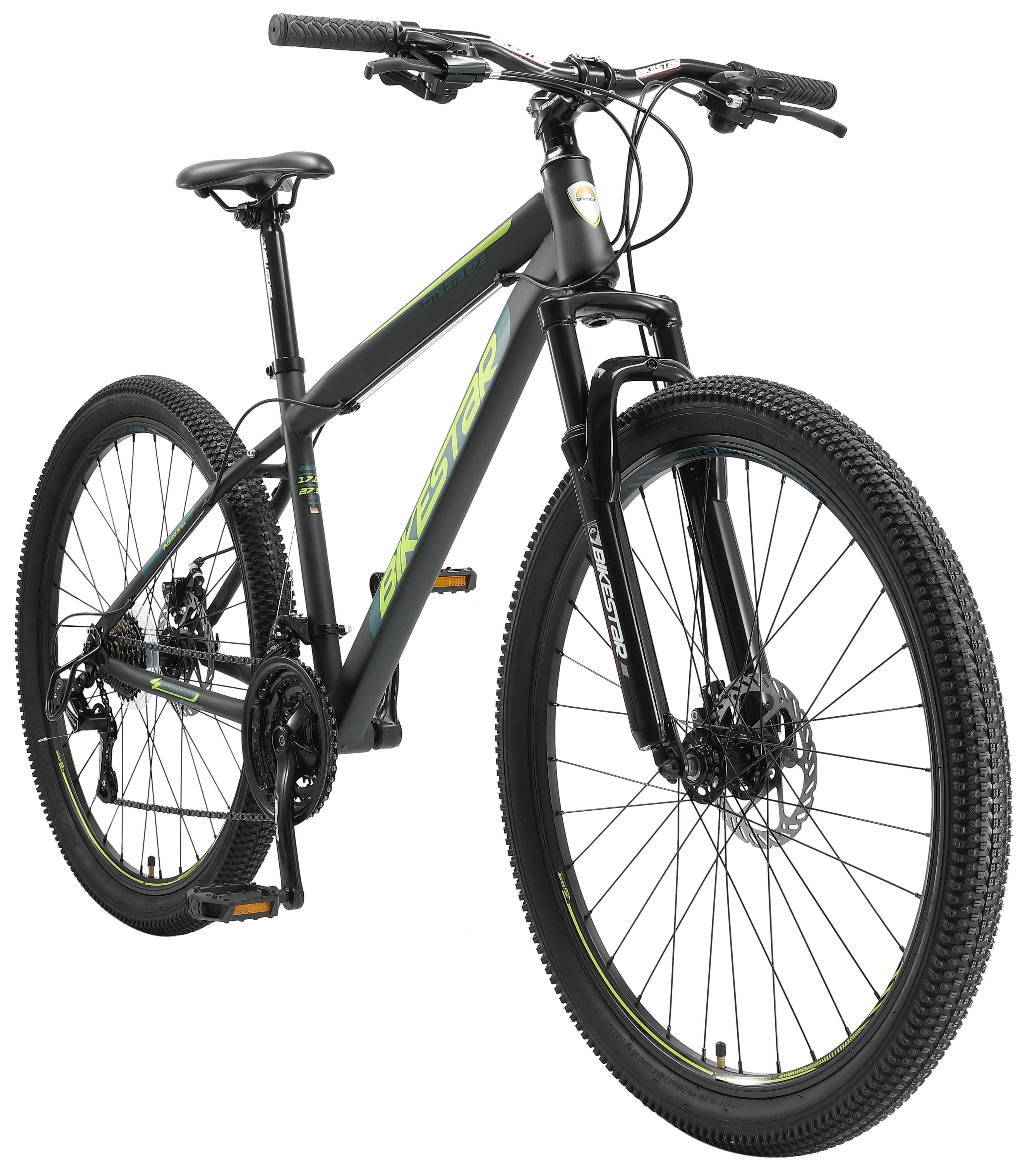 Bikestar Mountainbike 27.5 Zoll Reifen 17 Zoll Rahmen, 21 Gang Shimano Tourney RD-TY300 Schaltwerk, Kettenschaltung, 27.5 Zoll