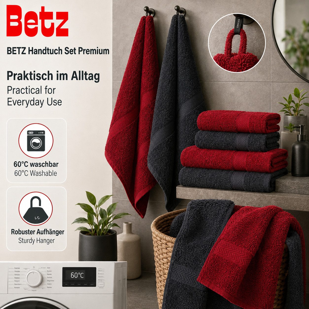 Betz Handtuch Set 12-tlg. Handtücher-Set Premium, 100% Baumwolle (Set, 12-St), 2 Duschtücher, 4 Handtücher, 2 Gästetücher, 2 Seiftücher, 2 WH – Bild 5 von 5