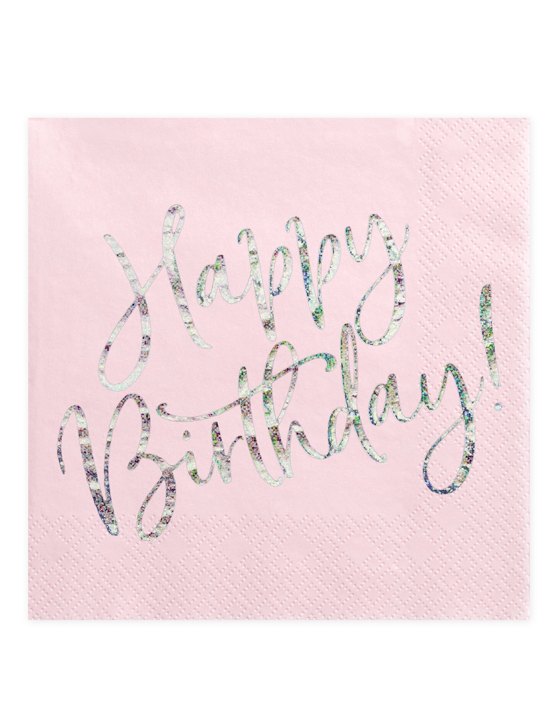 partydeco Kostüm 20 Rosa Happy Birthday Servietten irisierend 33 x 33 cm Partydeko