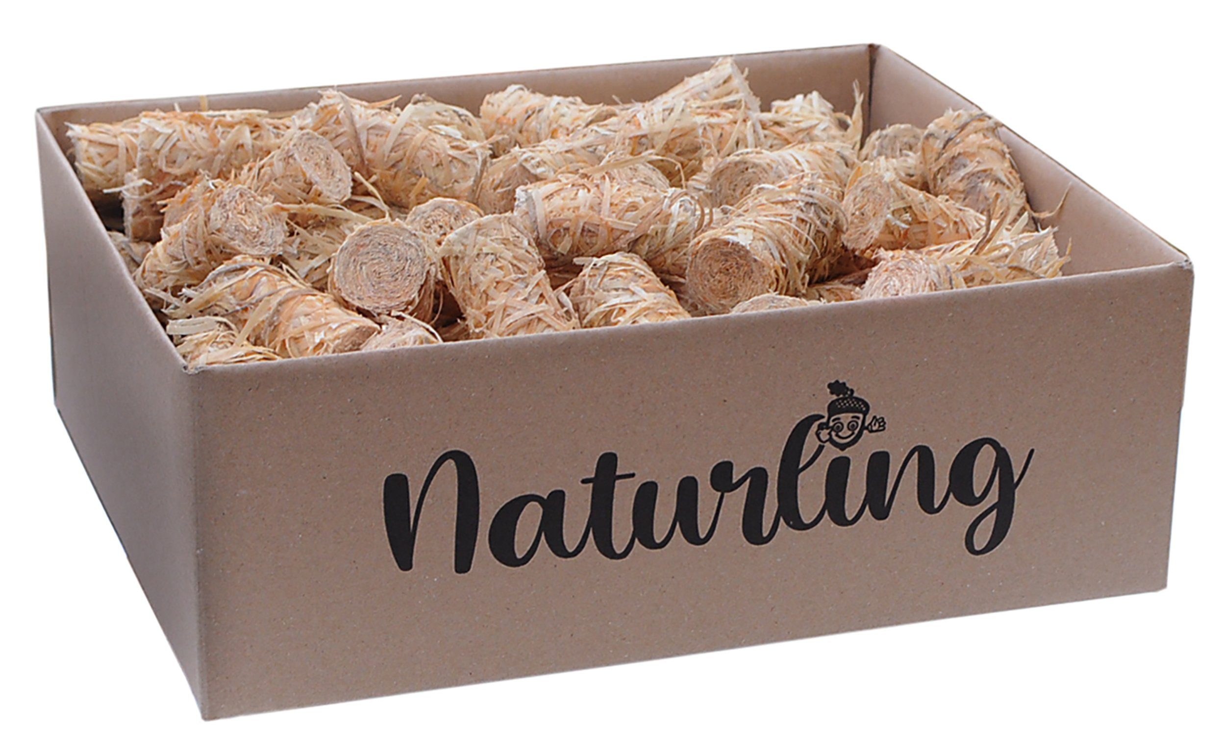 naturling Grillanzünder Holzwolle Anzünder gewachst, 1.25 kg, (100-St), natürliche Bio Anzündwolle für Kamin und Grill