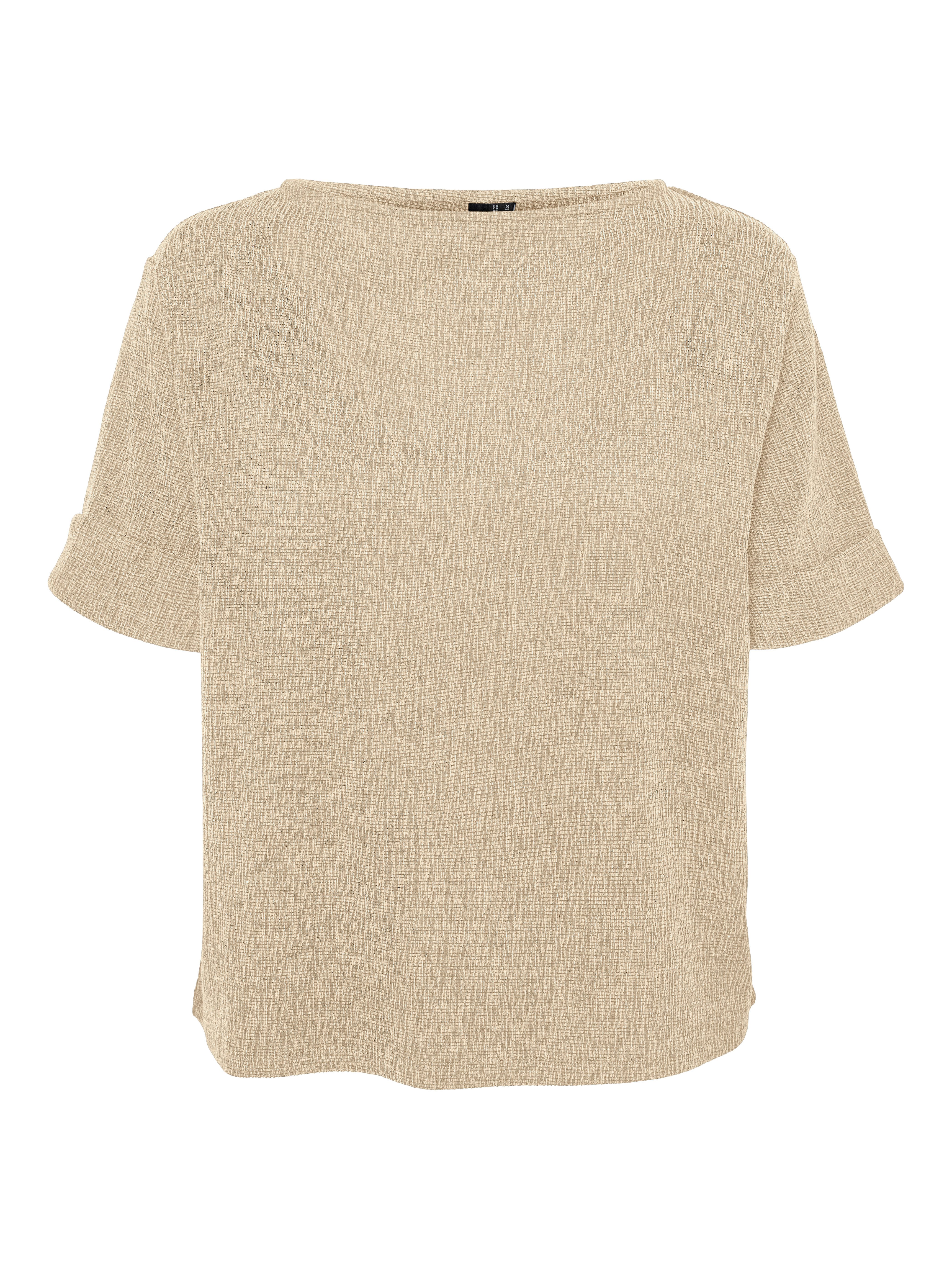 Vero Moda Kurzarmshirt VMLUNA 2/4 BOATNECK TOP JRS NOOS Materialmix, regular fit – Bild 5 von 5