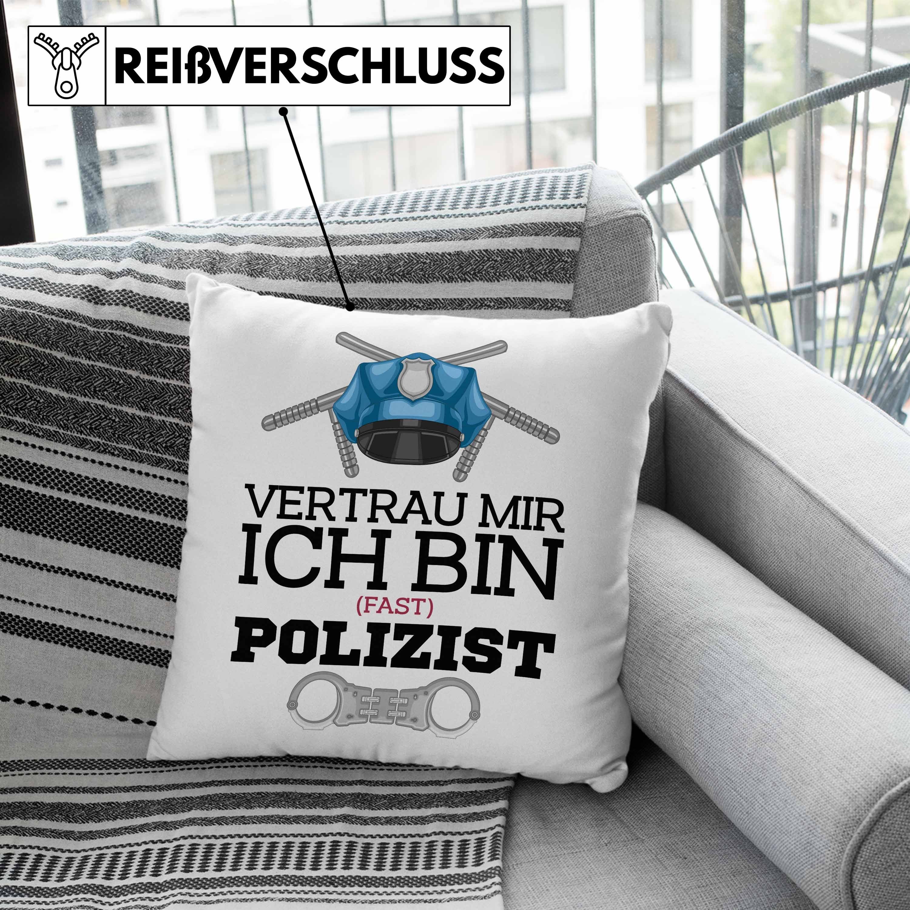 Trendation Dekokissen Trendation Polizist Füllung Polizist Ich Geschenk Dekokissen - Spruch Bin 40x40 Fast Kissen mit Grün Ausbildung Polizei Lustiger