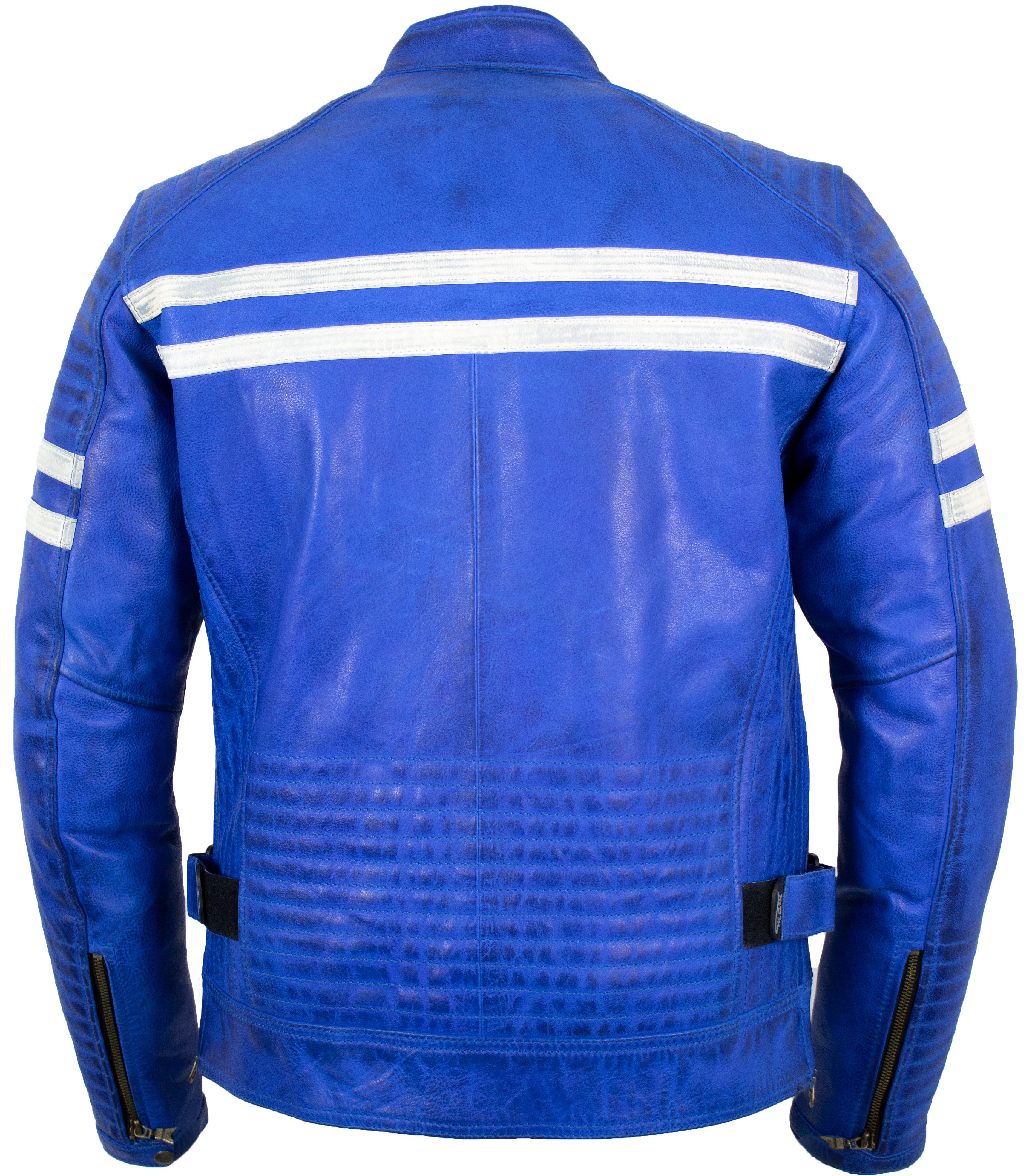 MDM Motorradjacke Herren Motorrad Lederjacke Echtleder Retro Bikerjacke Protektoren (Set, 1x Motorrad Lederjacke, 5x Protektoren) Retro Used Look, Herausnehmbare Protektoren, Thermofutter