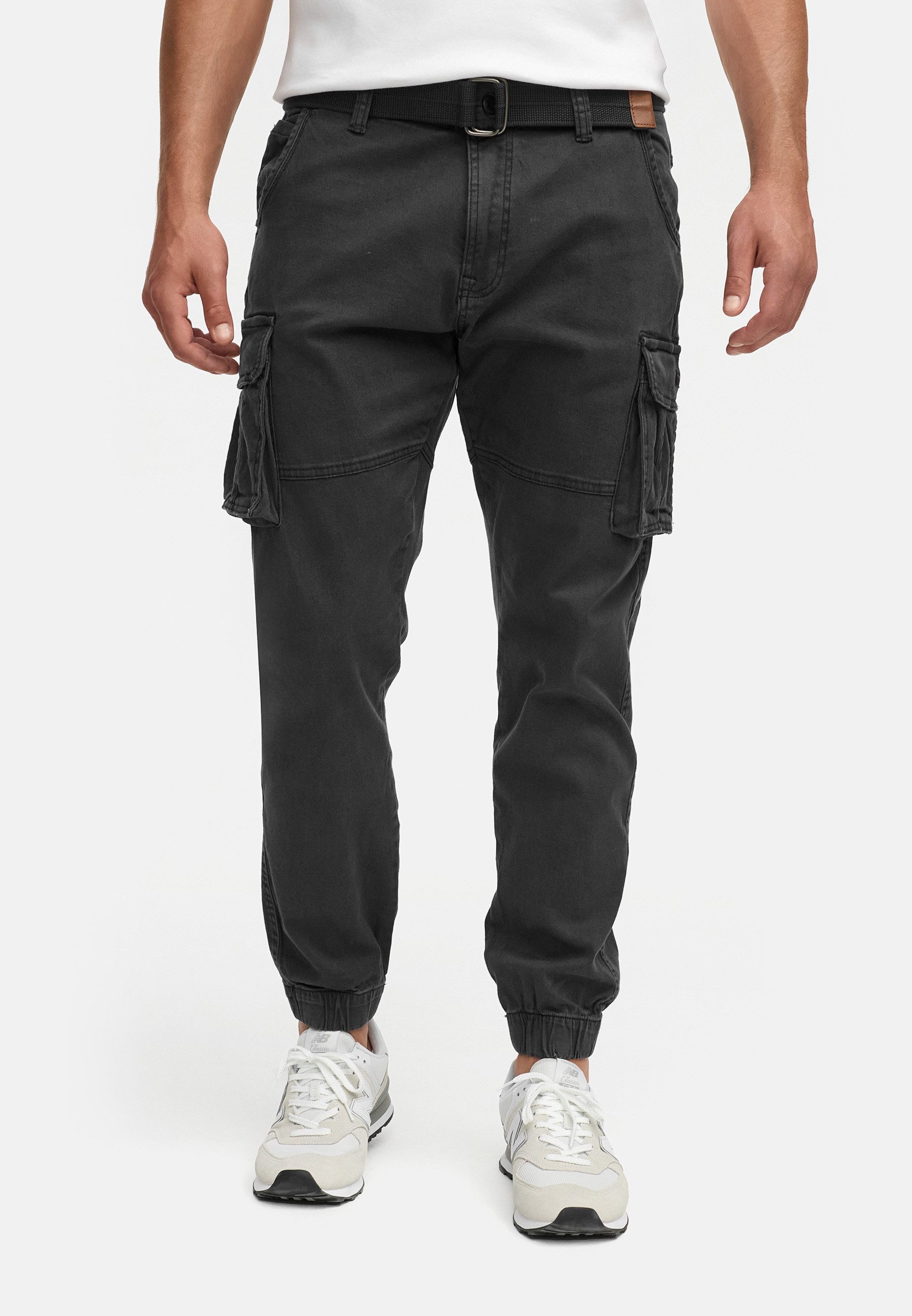 Indicode Cargohose Herren Kerr Cargo Hose Herrenhose aus elastischer Baumwoll-Qualität, inkl. Gürtel