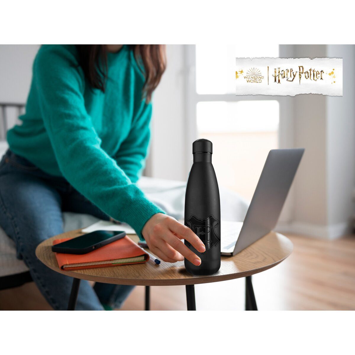 Harry Potter Trinkflasche Harry Potter Edelstahl Trinkflasche Isolierflasche schwarz 26,5 cm