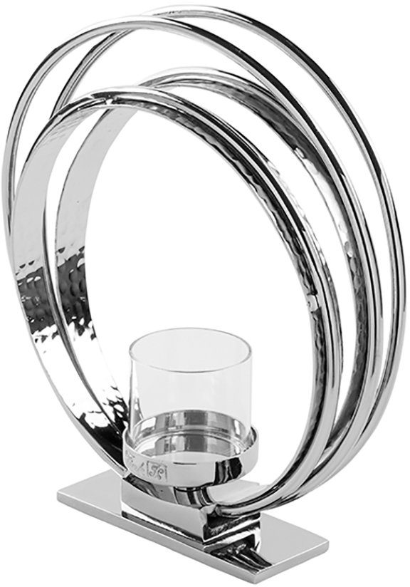 Fink Kerzenhalter COLETTE, aus glänzende cm, ca. Aluminium Oberfläche und 23 Teelichthalter, Gehämmerte, Höhe Glas