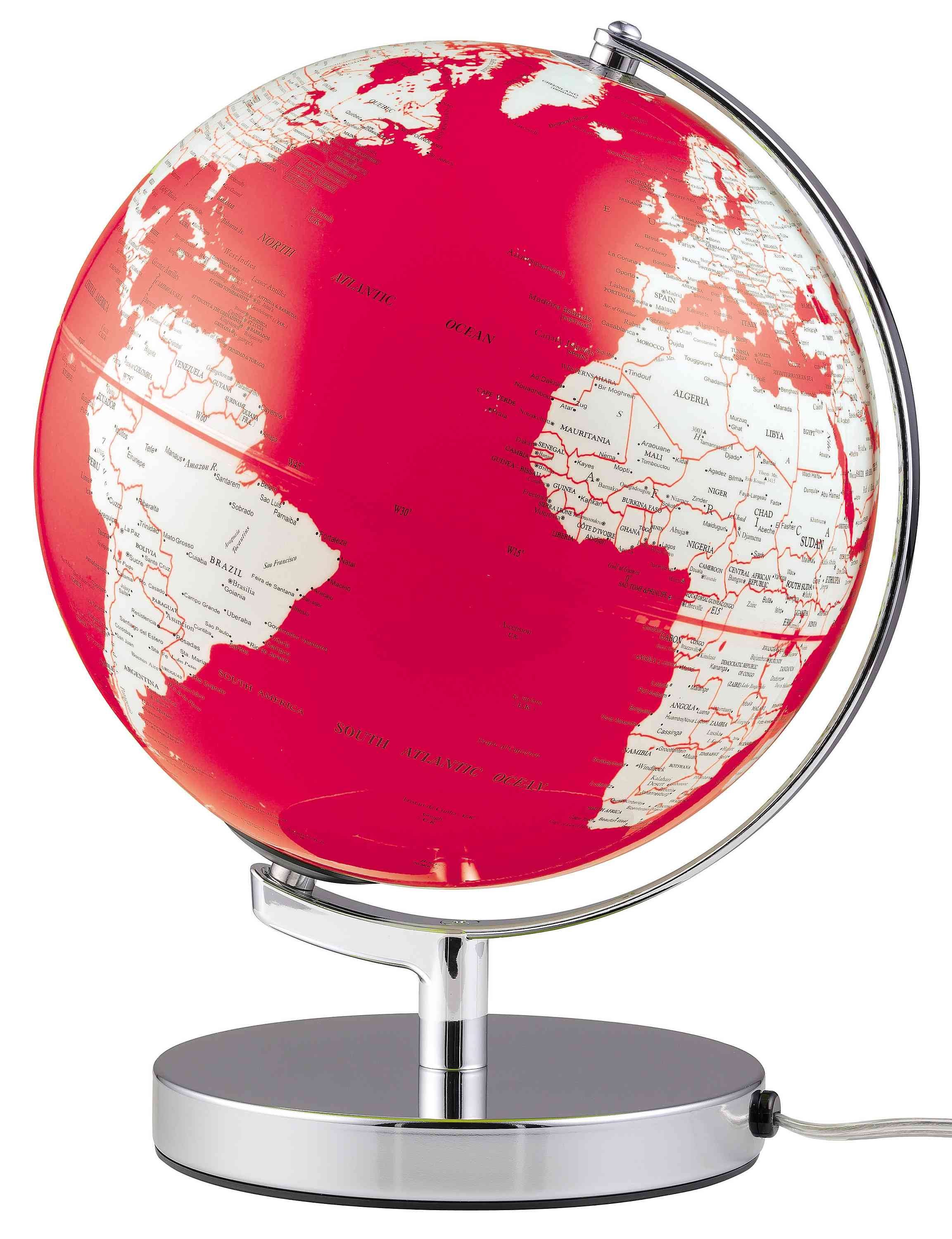 25cm Achse drehbar 1 Globus rot, politisch, Light, beleuchtet Globus um emform® Terra Red