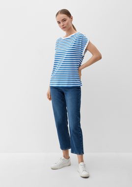 s.Oliver Kurzarmshirt T-Shirt mit U-Boot-Ausschnitt Tape