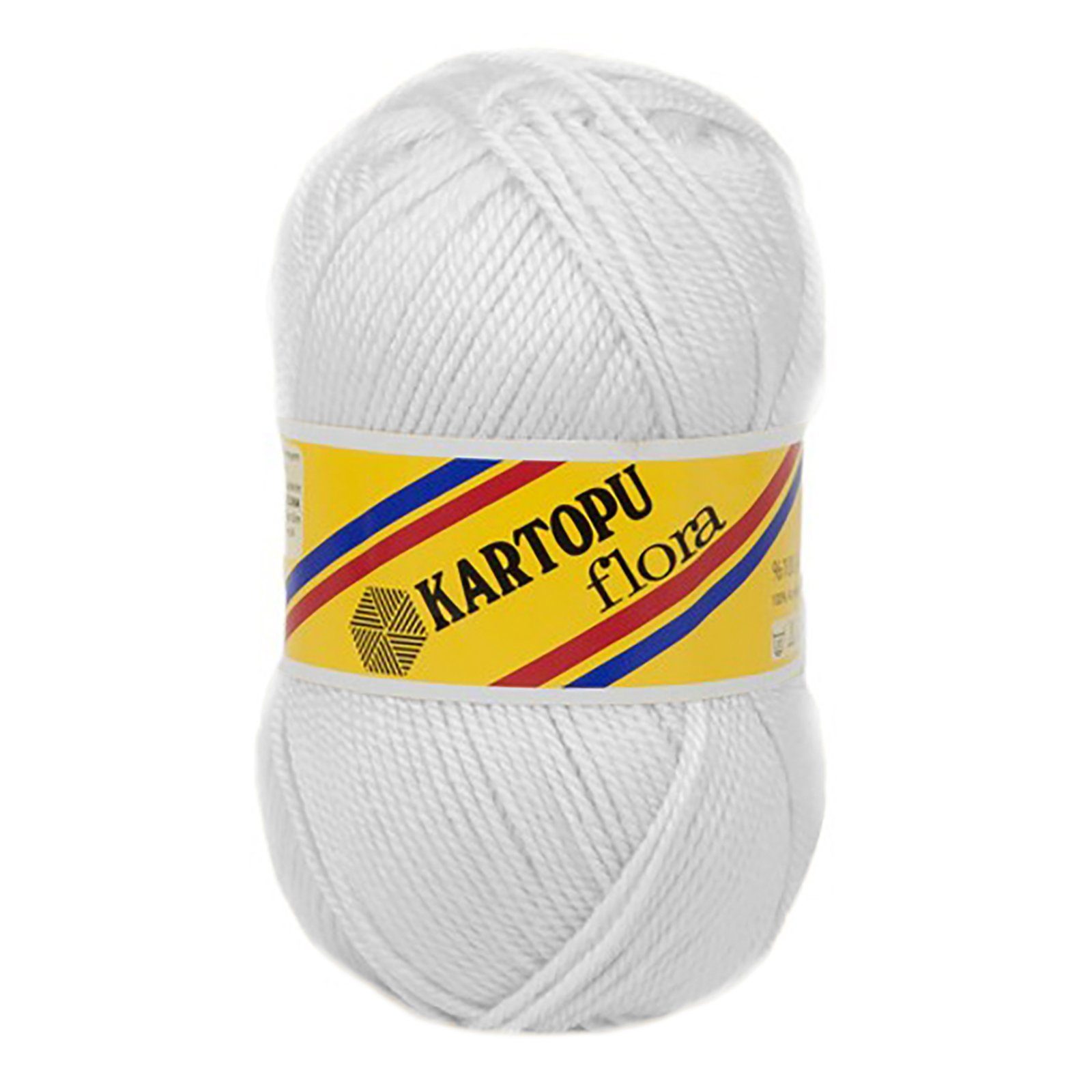 Kartopu 5 x 100g Strick-Häkel-Garn Kartopu Flora Acryl-Wolle Farbwahl Häkelwolle, 1150 m (5er-Pack, 5-St), K010 weiß