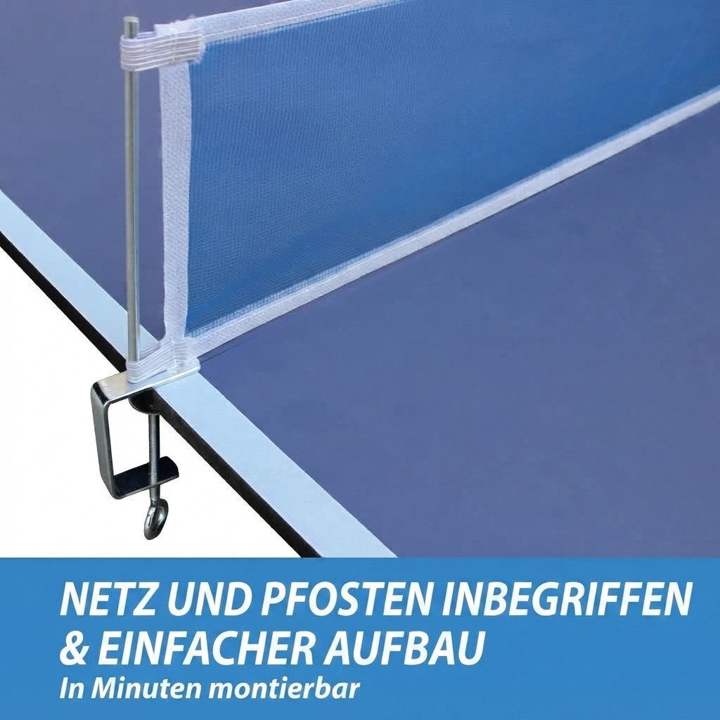 LVHOM Tischtennisplatte 244 x 122cm, Groß/Blau: Klappbar & Wetterfest für Indoor/Outdoor (ohne Gestell, faltbar, für Training allein, Familien-Spaß und platzspa – Bild 5 von 5