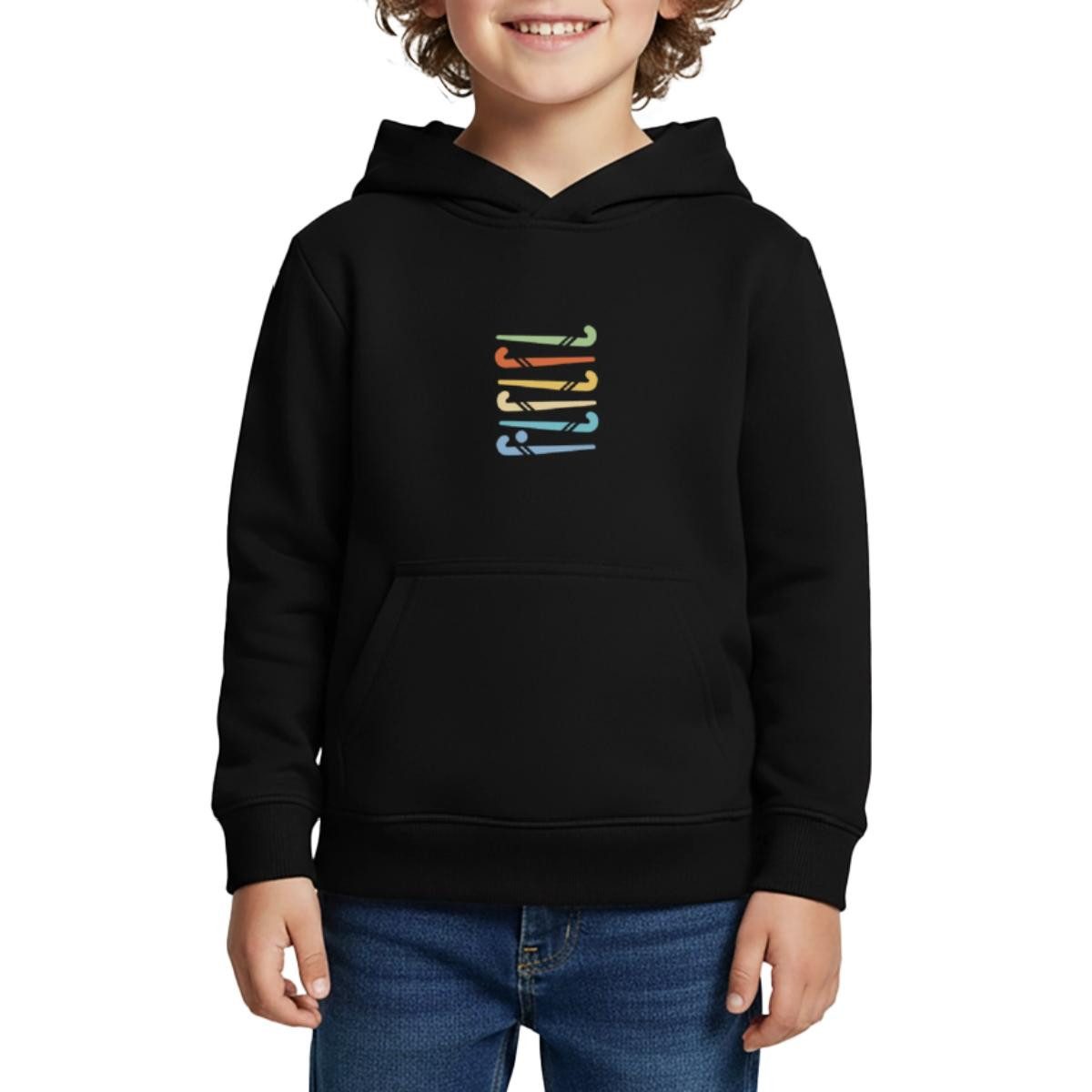 Spreadshirt Hoodie Bunte Hockeyschläger Muster REGULAR FIT Kinder/Teenager Premium Bio Ho (1-tlg)
