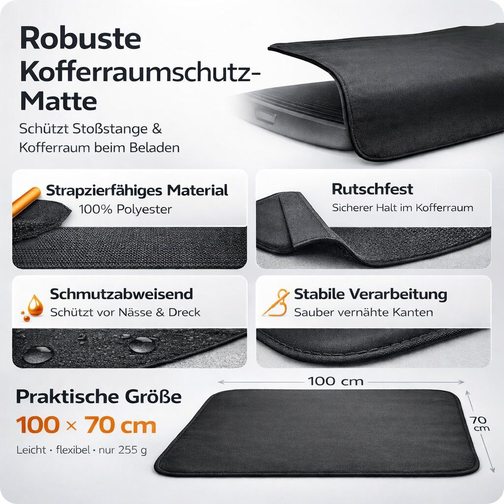 BigDean Kofferraummatte Ladekantenschutz 100x70 cm – Kofferraumschutz Auto Stoßstangenschutz (1 St), Strapazierfähig, wasserabweisend & pflegeleicht – Bild 4 von 5
