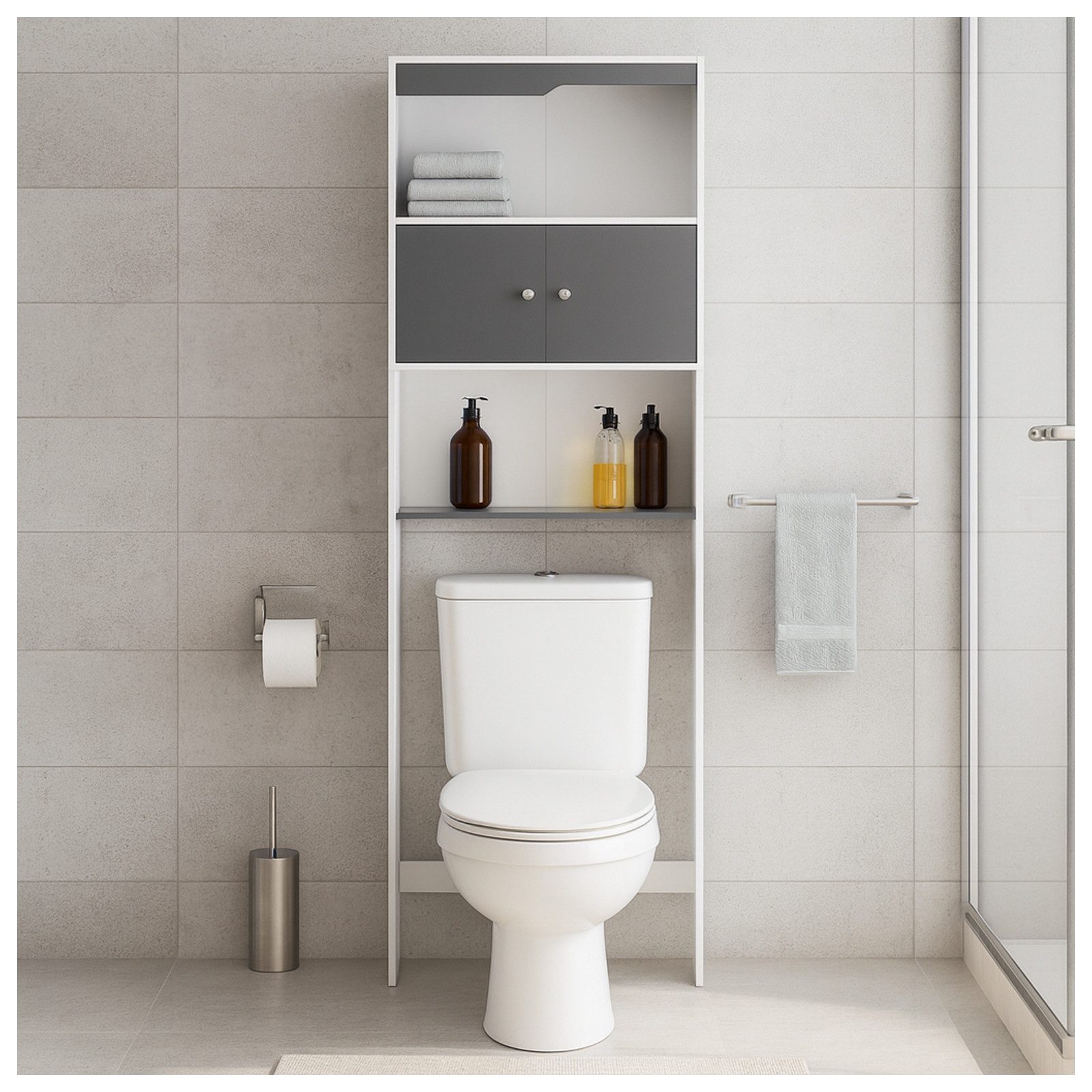 HTI-Living Waschmaschinenumbauschrank Badregal Thekla Weiß-Grau (Stück, 1-S günstig online kaufen