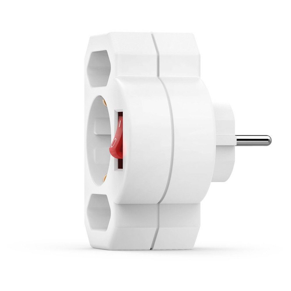 Hama Hama 3-fach Steckdosenadapter weiß für Innenbereich Mehrfachsteckdose (3 Steckdosen, An-Aus-Schalter), An-Aus-Schalter