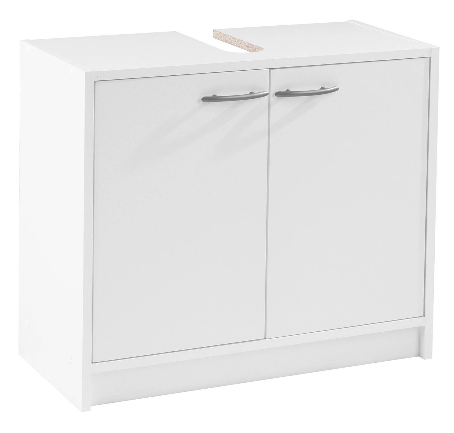 Waschbeckenunterschrank SMASH, B 63 cm, H 55 cm weiß matt, 2 Türen, mit  Siphonausschnitt, Waschbeckenunterschrank in weiß matt