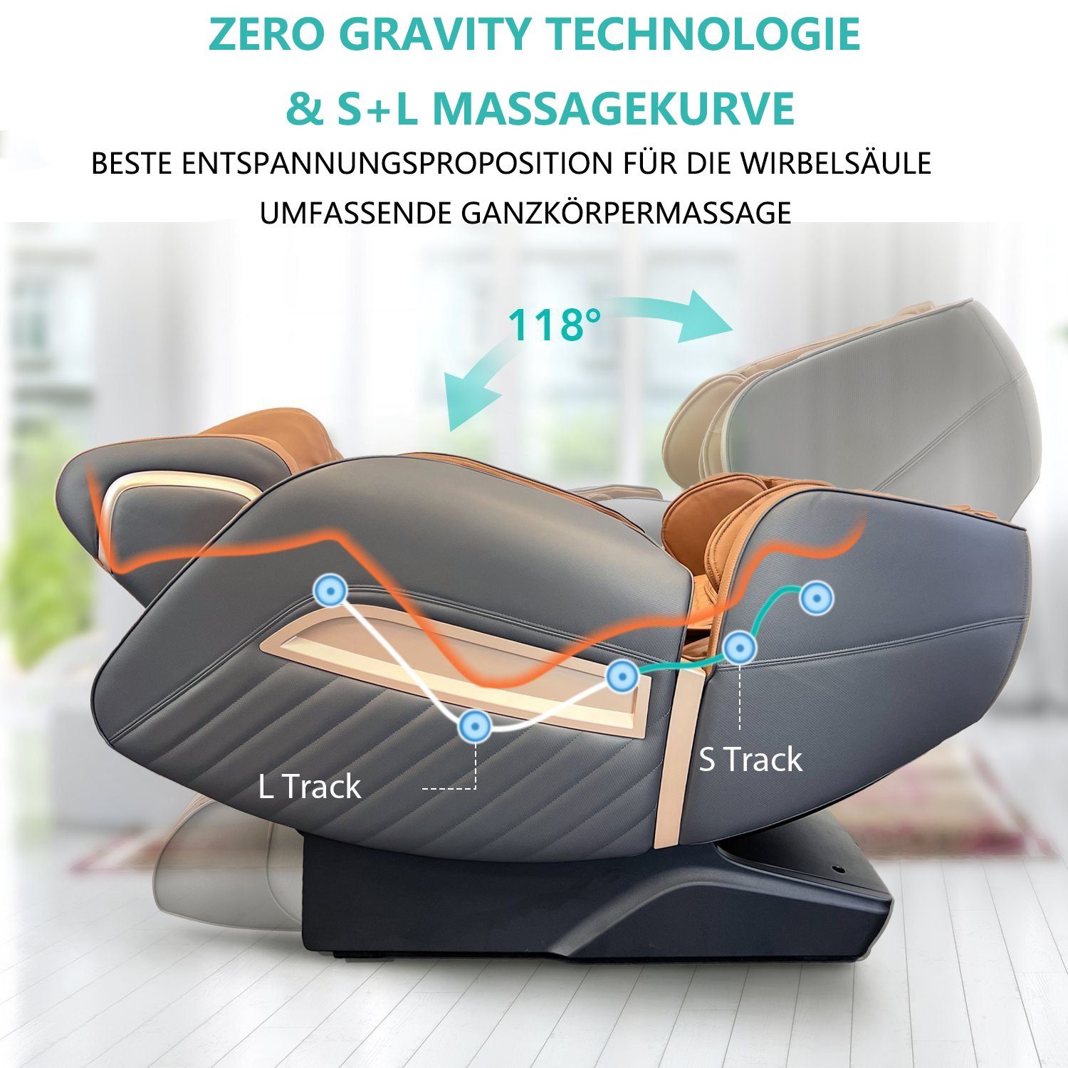 NAIPO Massagesessel, Zero-Gravity Massagestuhl mit Wärmefunktion, für Gewer günstig online kaufen