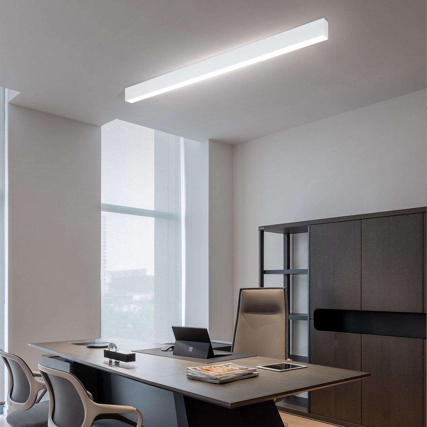 ZMH Deckenleuchten Wohnzimmer Modern Dimmbar Bürolampe Decke Mit Fernbedienung, LED fest integriert, LED fest integriert – Bild 3 von 5