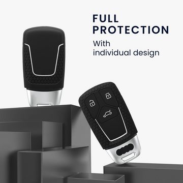 kwmobile Schlüsseltasche Autoschlüssel Silikon Hülle für Audi 3-Tasten Smartkey Autoschlüssel (1-tlg), Schlüsselhülle aus Silikon - in Weiß matt Schwarz