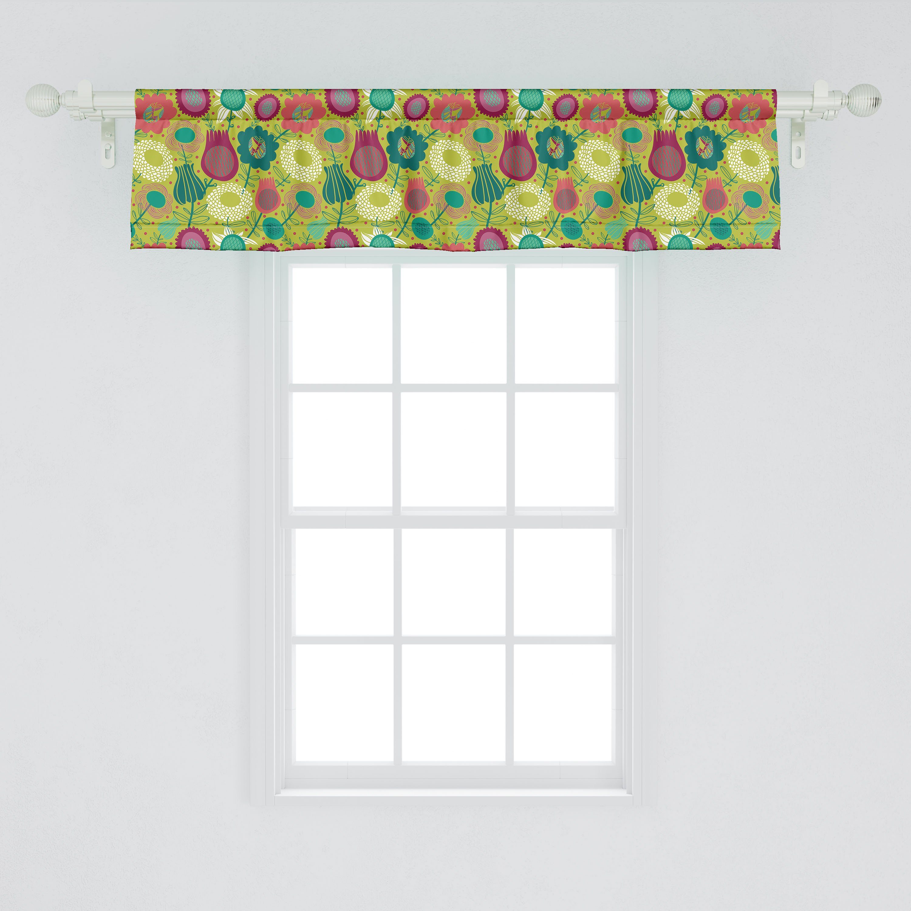 Küche Bunt Microfaser, Stangentasche, Abakuhaus, Vorhang für Dekor mit Volant Scheibengardine Wunderliche Schlafzimmer Blumenkunst