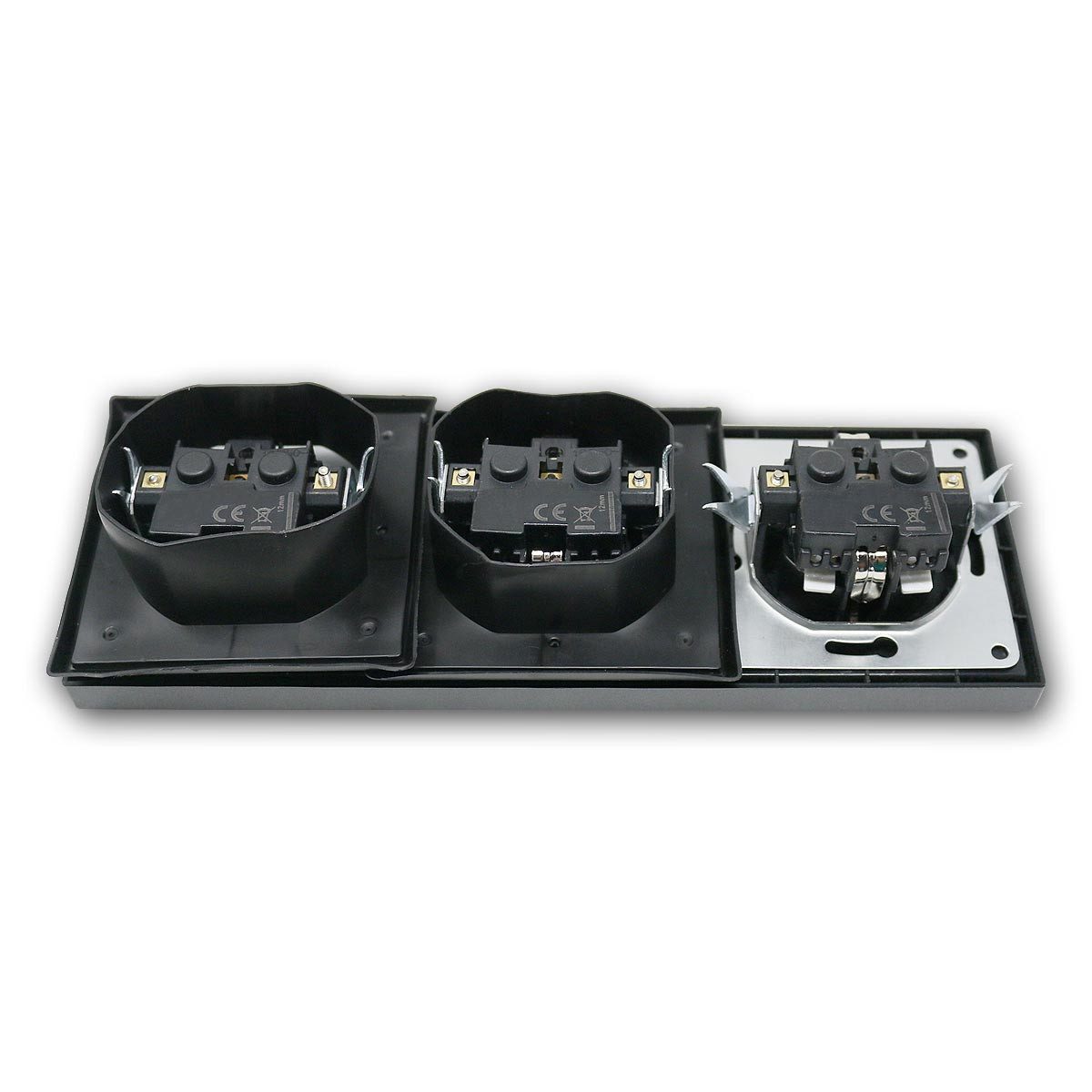 McPower SHALLOW 3-fach Steckdose IP44 anth 250V/16A Rahmen Unterputzschalter – Bild 4 von 5