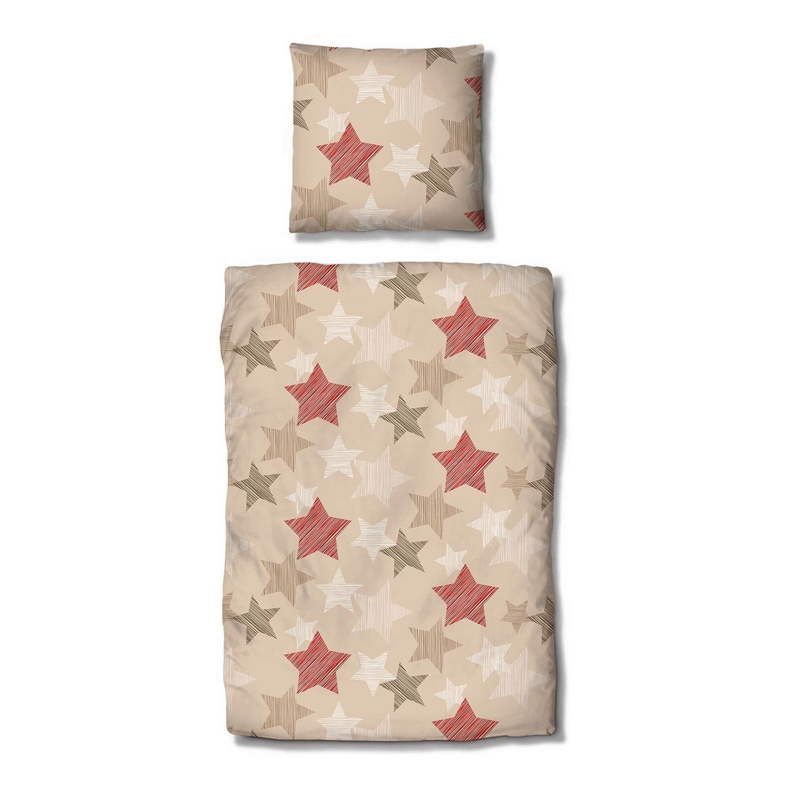 TRAUMSCHLAF Bettwäsche Sterne beige, Biber, 3 teilig, hochwertige Biber Qua günstig online kaufen
