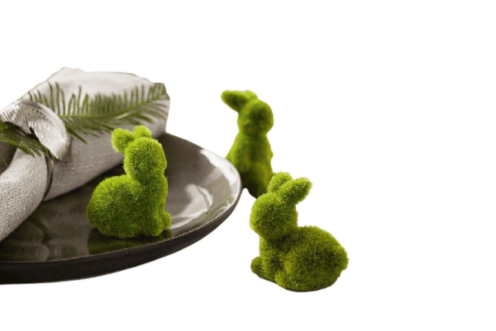 Home-trends24.de Osterhase Osterhasen Hase Osterdeko Deko Frühling Polyresin Moos Grün 12er Set
