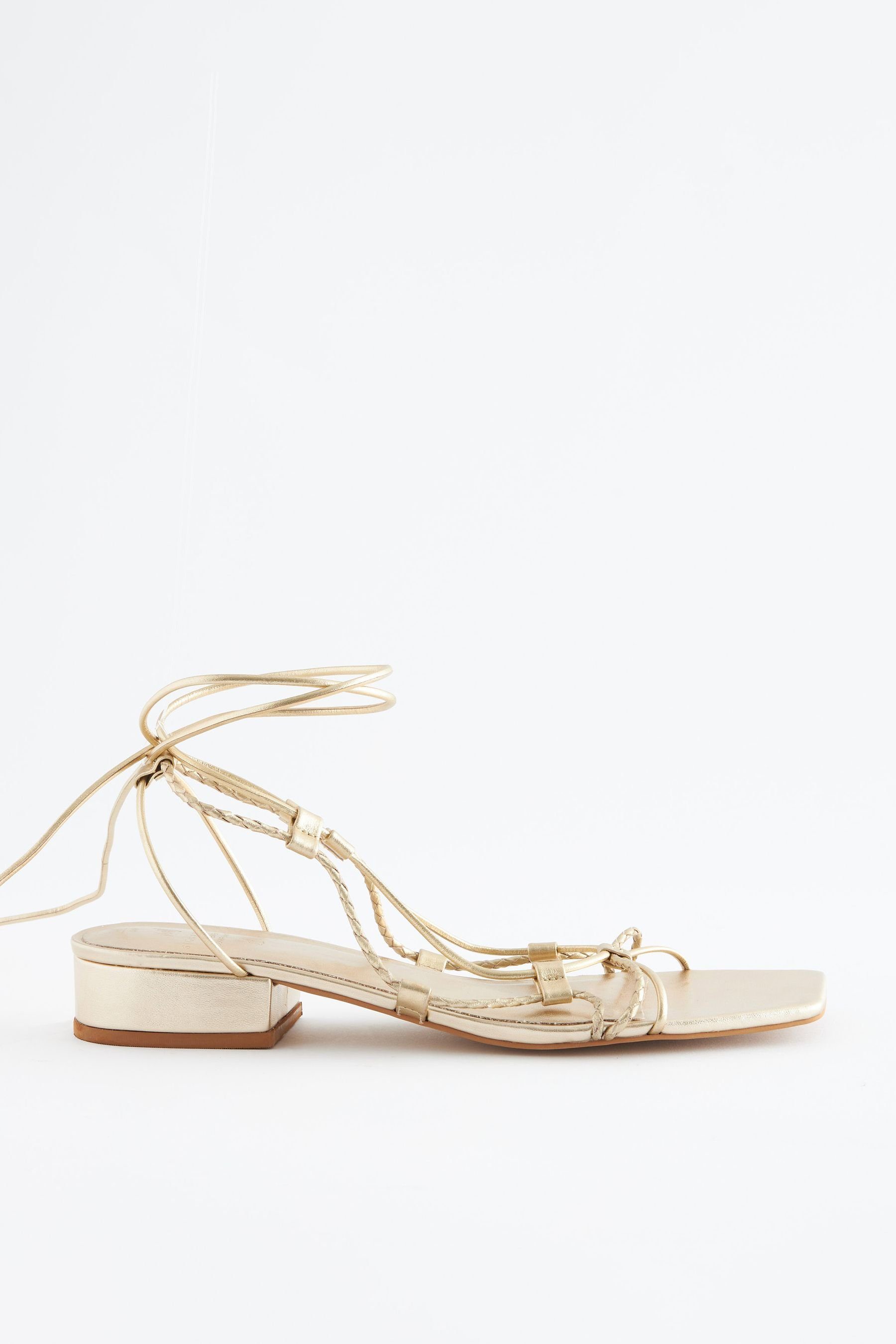 Next Signature Ledersandalen mit Flechtriemen Keilsandalette (1-tlg) Gold