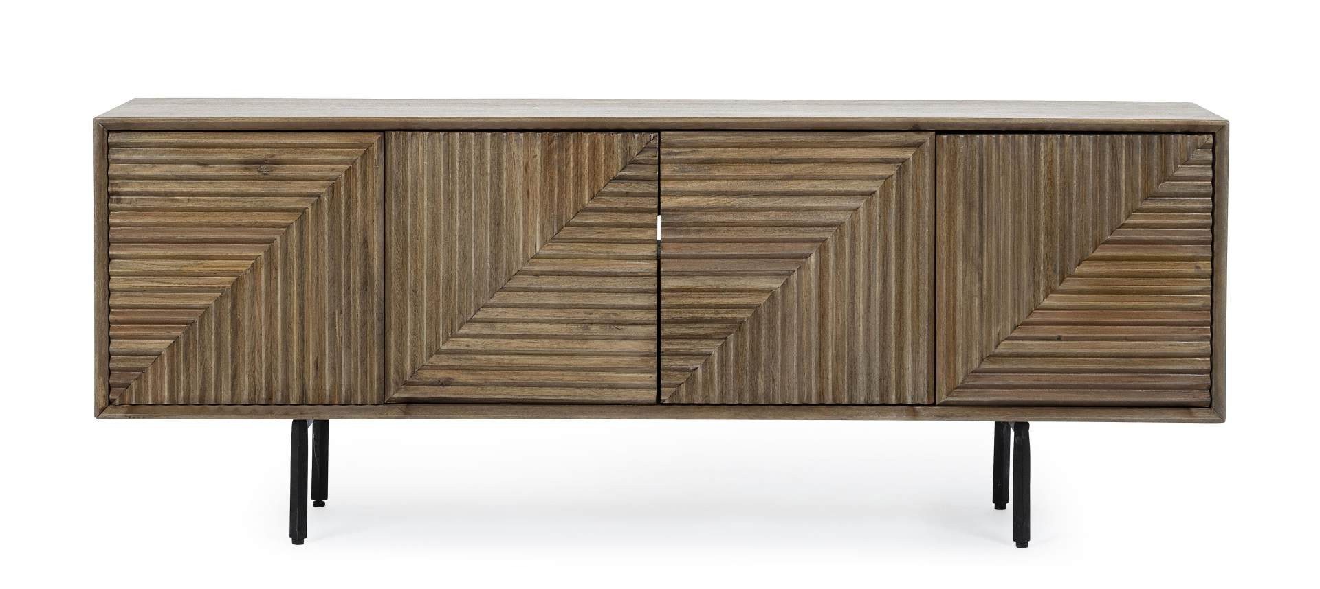 Feeling4Home TV-Board Darsey aus Mangoholz, 140 cm, Push-to-Open-System