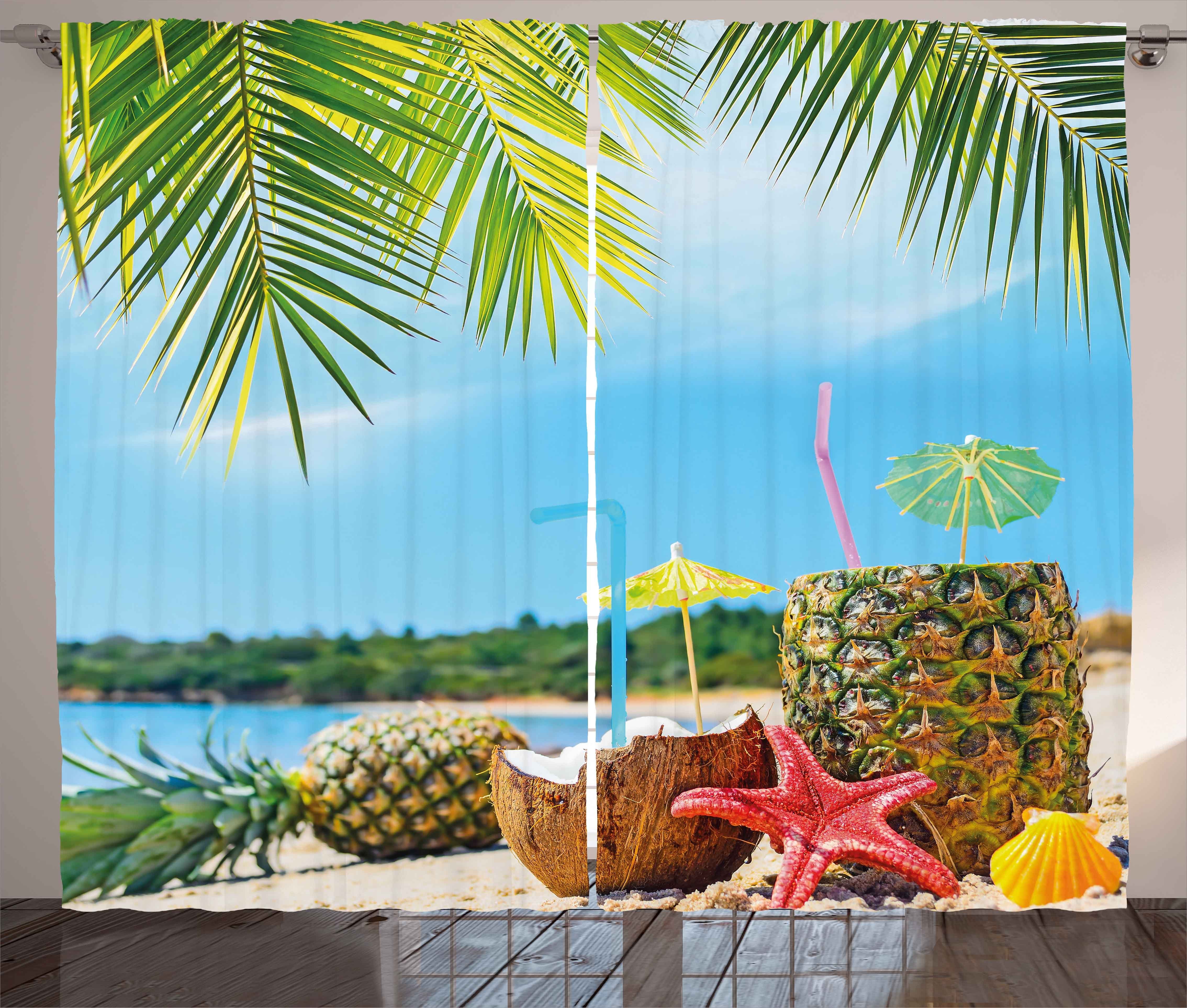 Schlaufen Haken, Abakuhaus, Kräuselband Vorhang Gardine und Coconut Sommer Schlafzimmer Ananas Strand mit