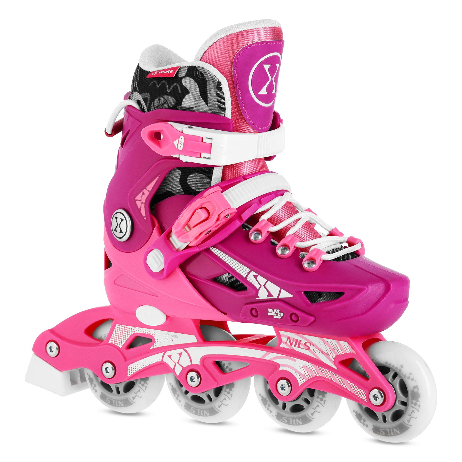 NILS EXTREME Inlineskates Kinderinliner Rollschuhe Speedskates, (Spar-Set, 2-St., 31-34), verstellbar, ABEC-7, Bremse, mitwachsend