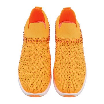 Ital-Design Damen Low-Top Freizeit Sneaker Flach Sneakers Low in Orange