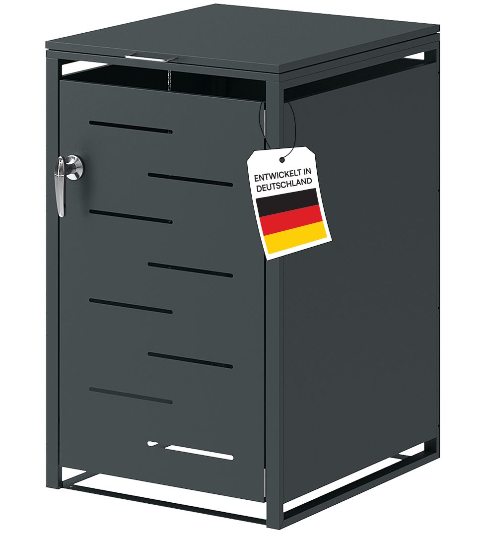 STEELSØN Mülltonnenbox Diorus 240L, abschließbar (Anthrazit, verfügbar mit 1, 2, 3, 4, oder 5 Türen), aus verzinktem Stahl