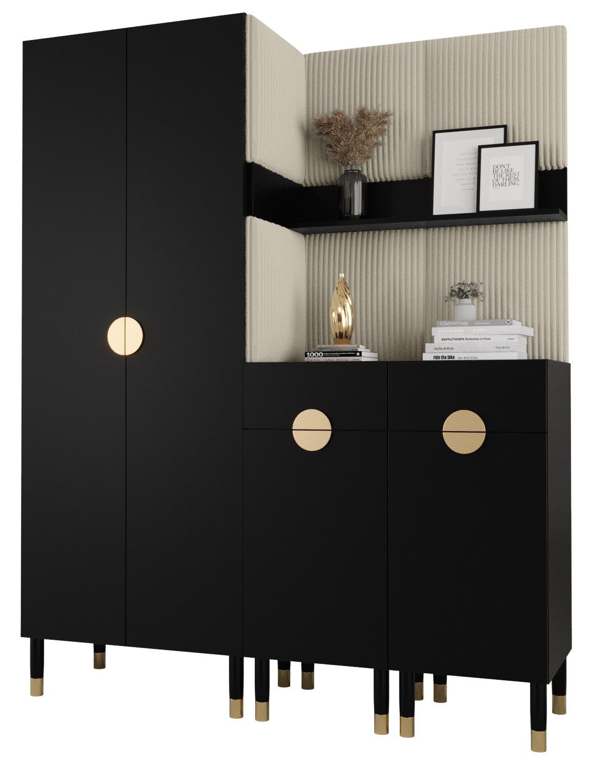 ABIKS MÖBEL Kompaktgarderobe PALERMO Set 7 Garderobe mit gepolsterten Paneelen, Industriell Design