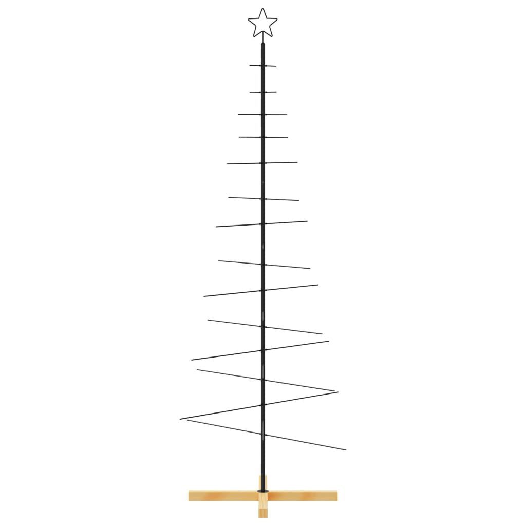 vidaXL Künstlicher Weihnachtsbaum Weihnachtsbaum Metall mit Holzständer Schwarz 180 cm
