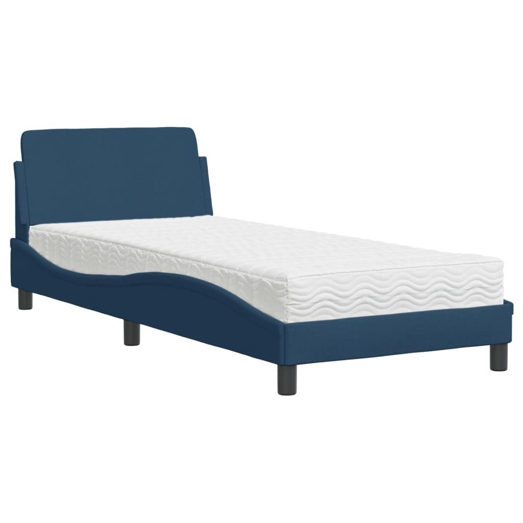 vidaXL Bett Bett mit Matratze "Dover" Blau 90x200 cm Stoff