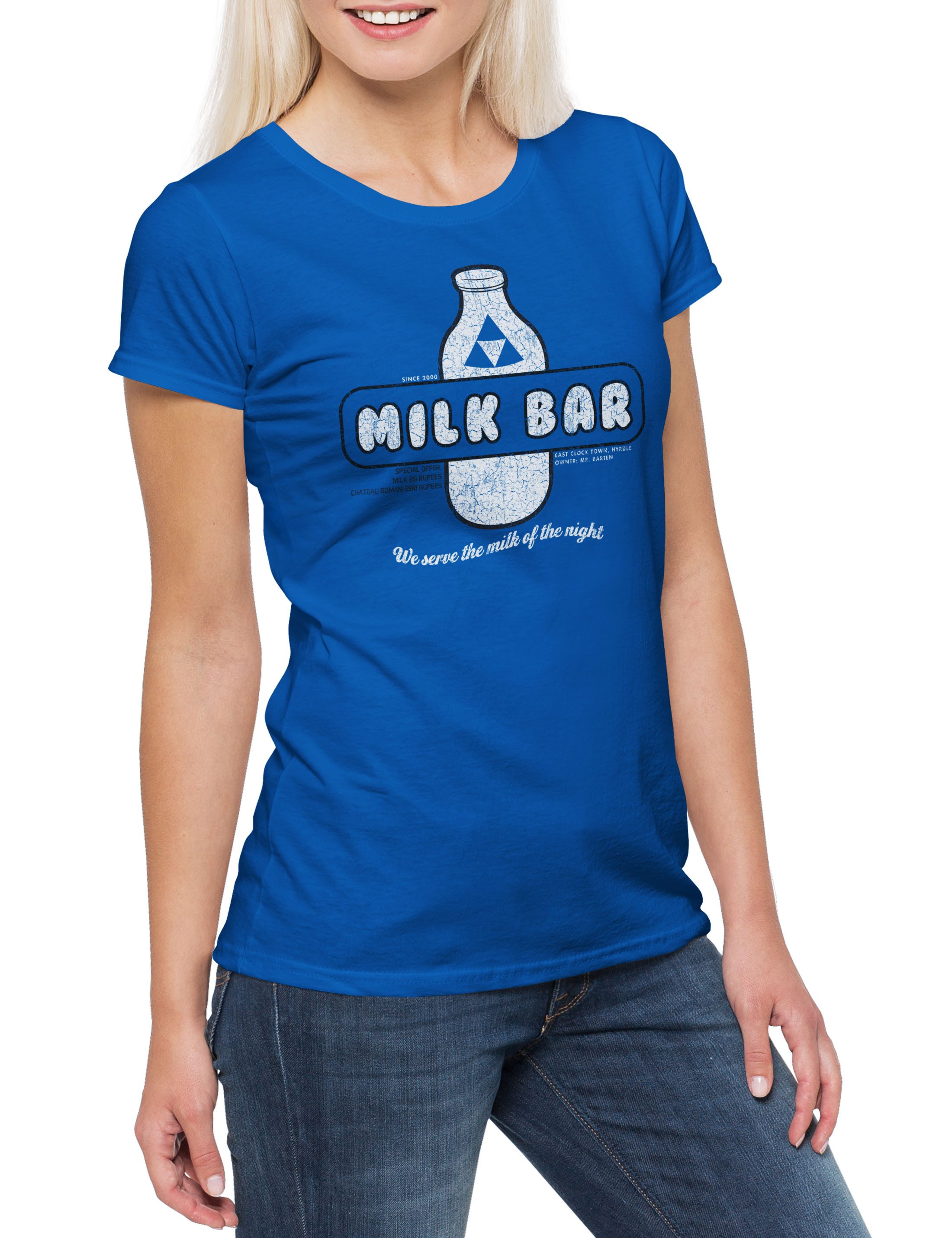 Print-Shirt Milk Bar Damen T-Shirt Legend Fan Hyrule Nerd Zelda Game Gamer Gaming