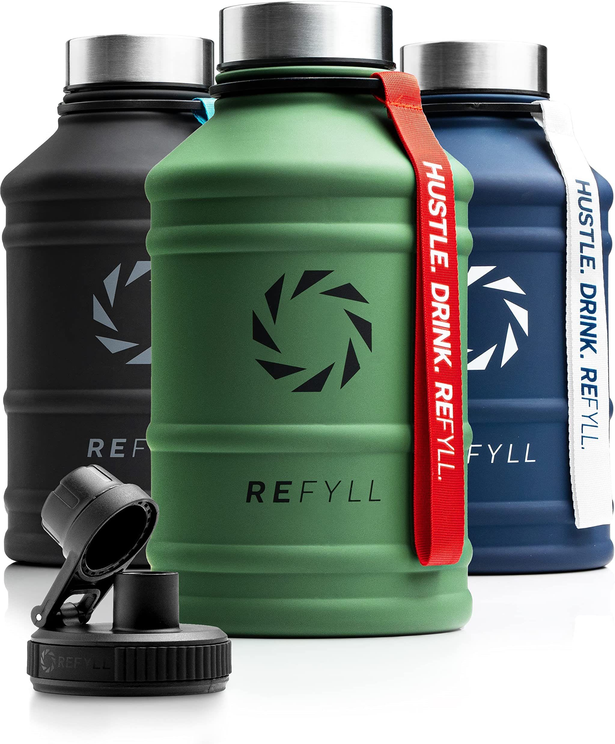 Hero REFYLL und Edelstahl auslaufsicher Water L Fitness Army Sport, 1,3L Trinkflasche Trinkflasche Jug 1,3 2,2L, Trinkflasche Auslaufsicher, für Green Gym, robust,