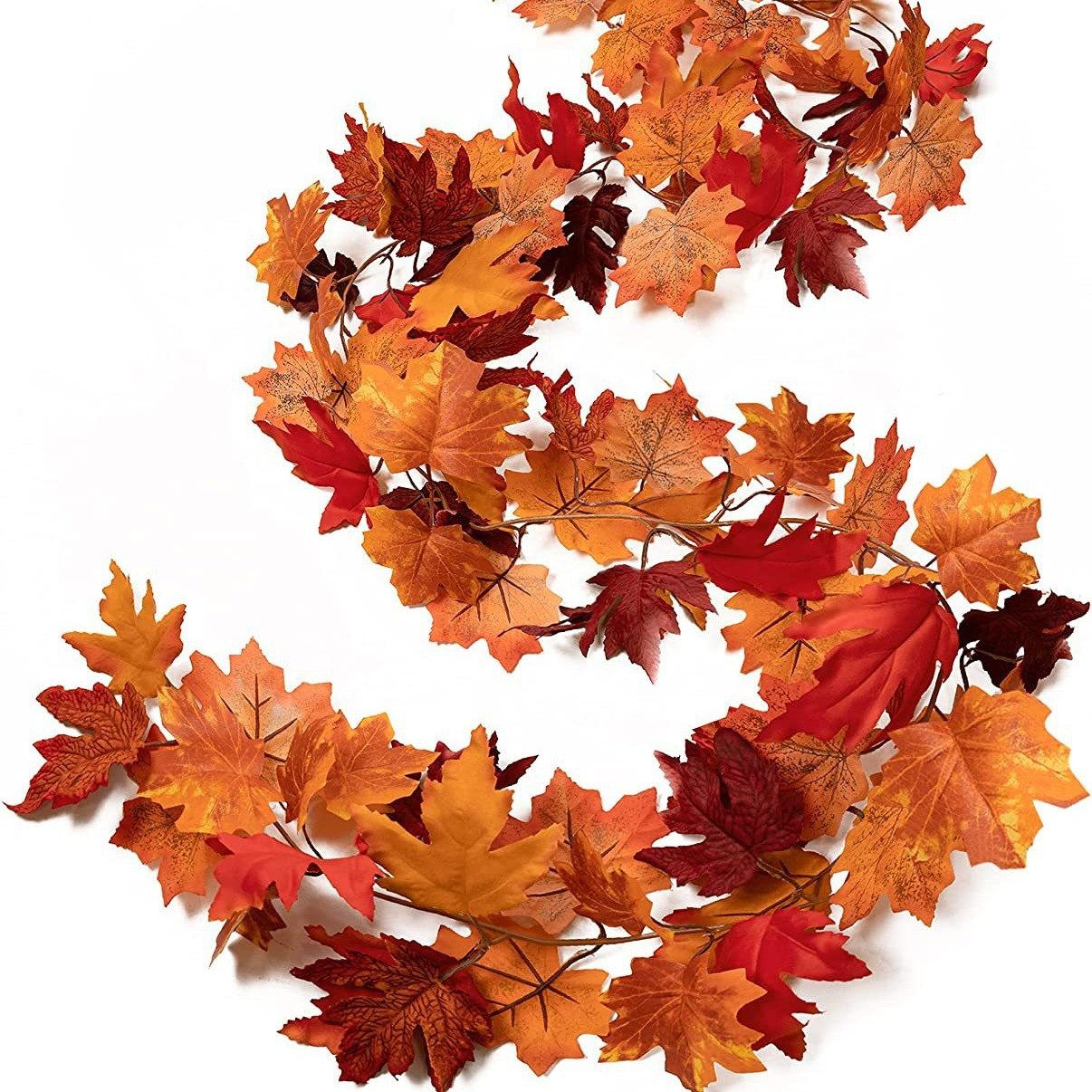 Kunstranke Herbst Girlande Ahornblätter, Ahornblatt Kürbis Herbstkranz, Sorvyzxn, Halloween Girlande Dekorationen für Tisch Kamin Fenster Außenbereich