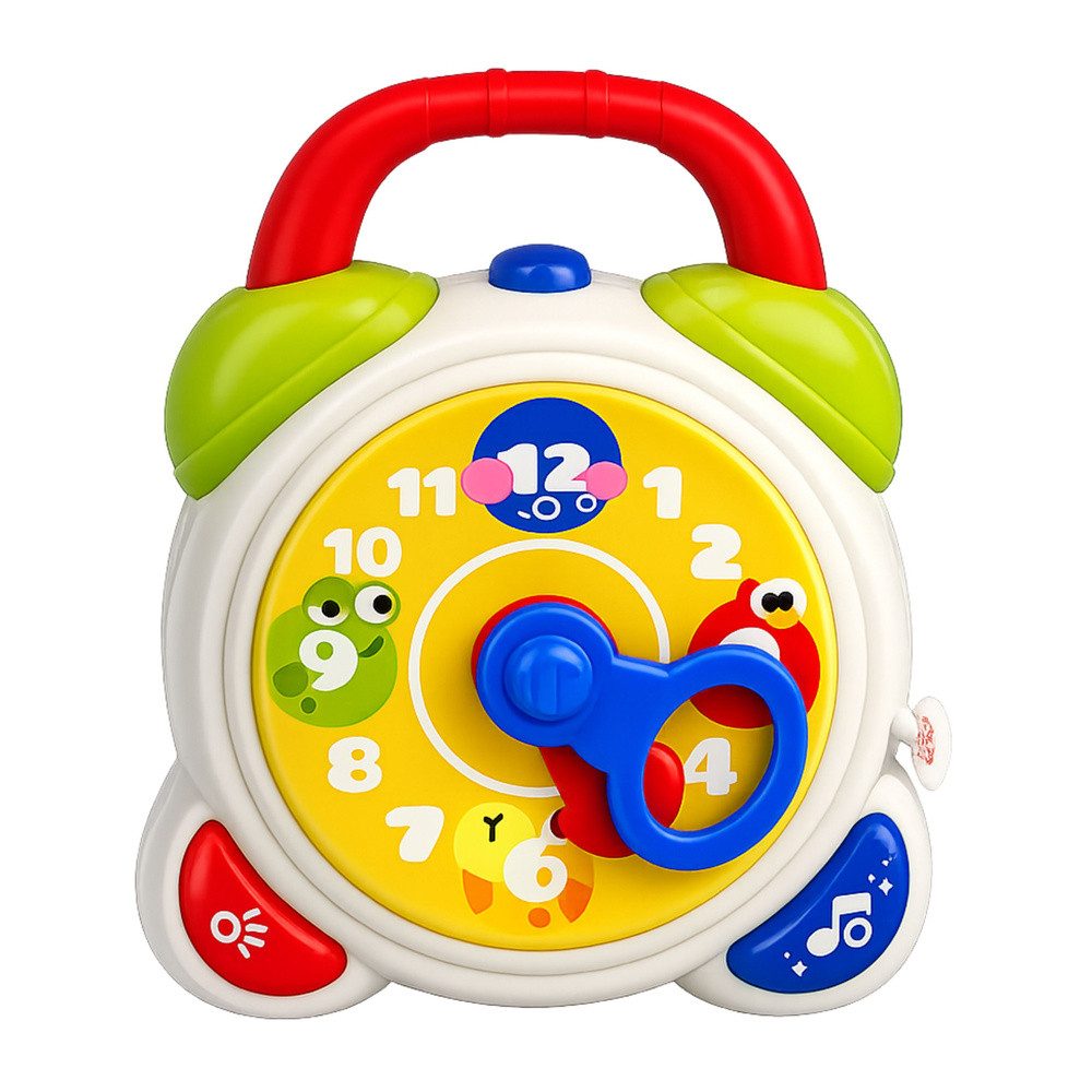 LEAN TOYS Wecker Lernwecker Kinderwecker Spieluhr Licht- & Soundeffekte, drehbare Zeiger, Tragegriff