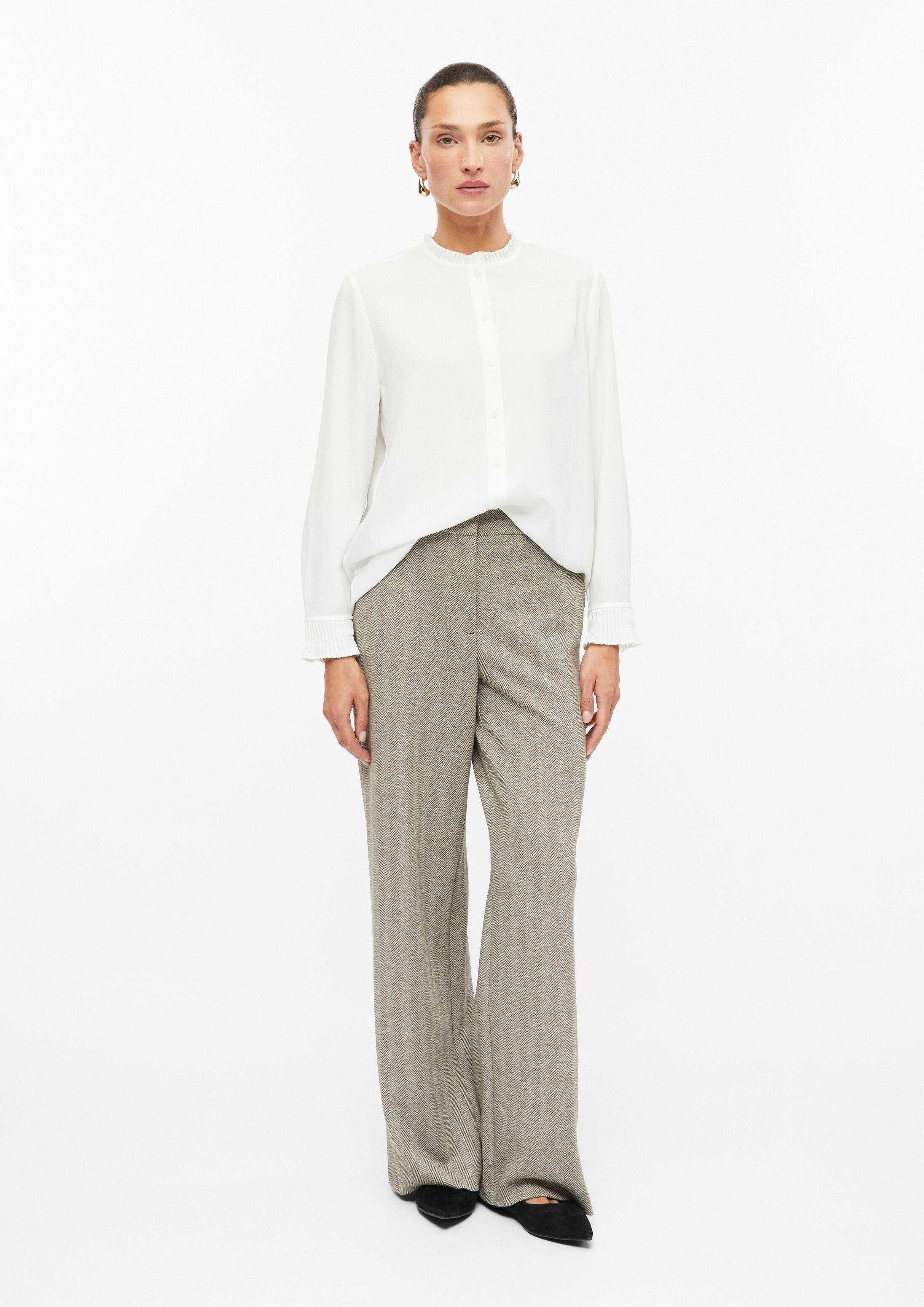 s.Oliver Chinos Hose Wide-Leg-Hose mit Fischgratmuster
