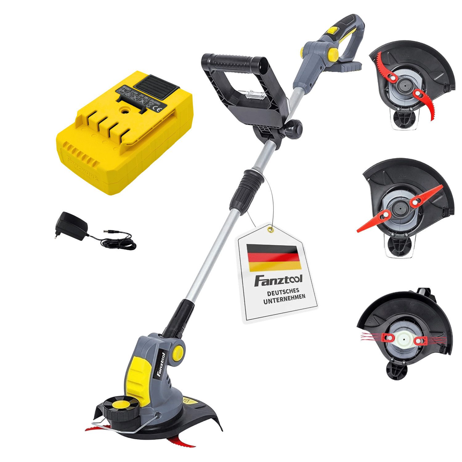 Fanztool Akku-Rasentrimmer 20V, inkl. 2Ah Akku & Ladegerät. Ideal für Feinschnitt und Grobschnitt