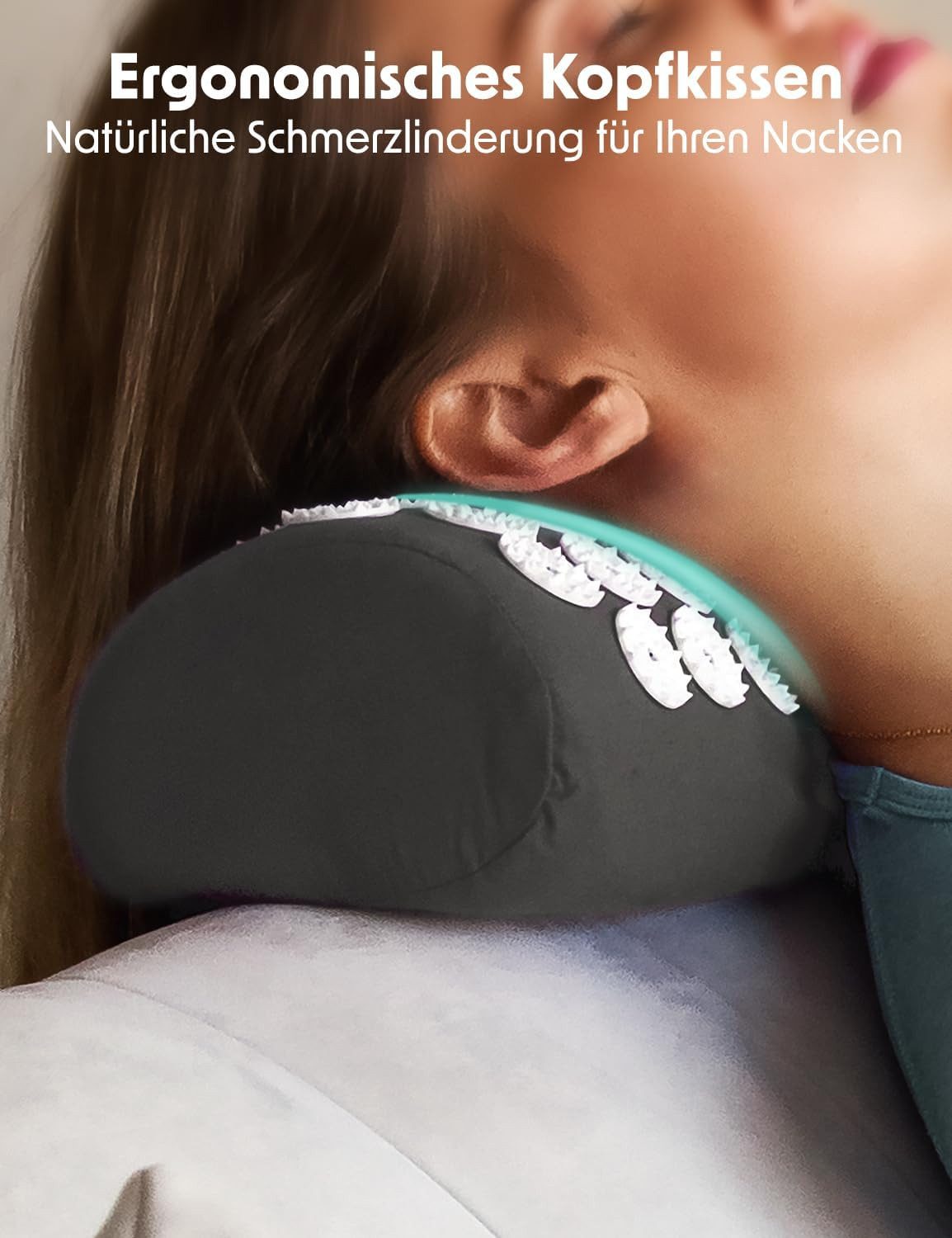 Wisam Akupressurmatte mit Kissen Akupressur Set Massagematte 60 x 40 Grau