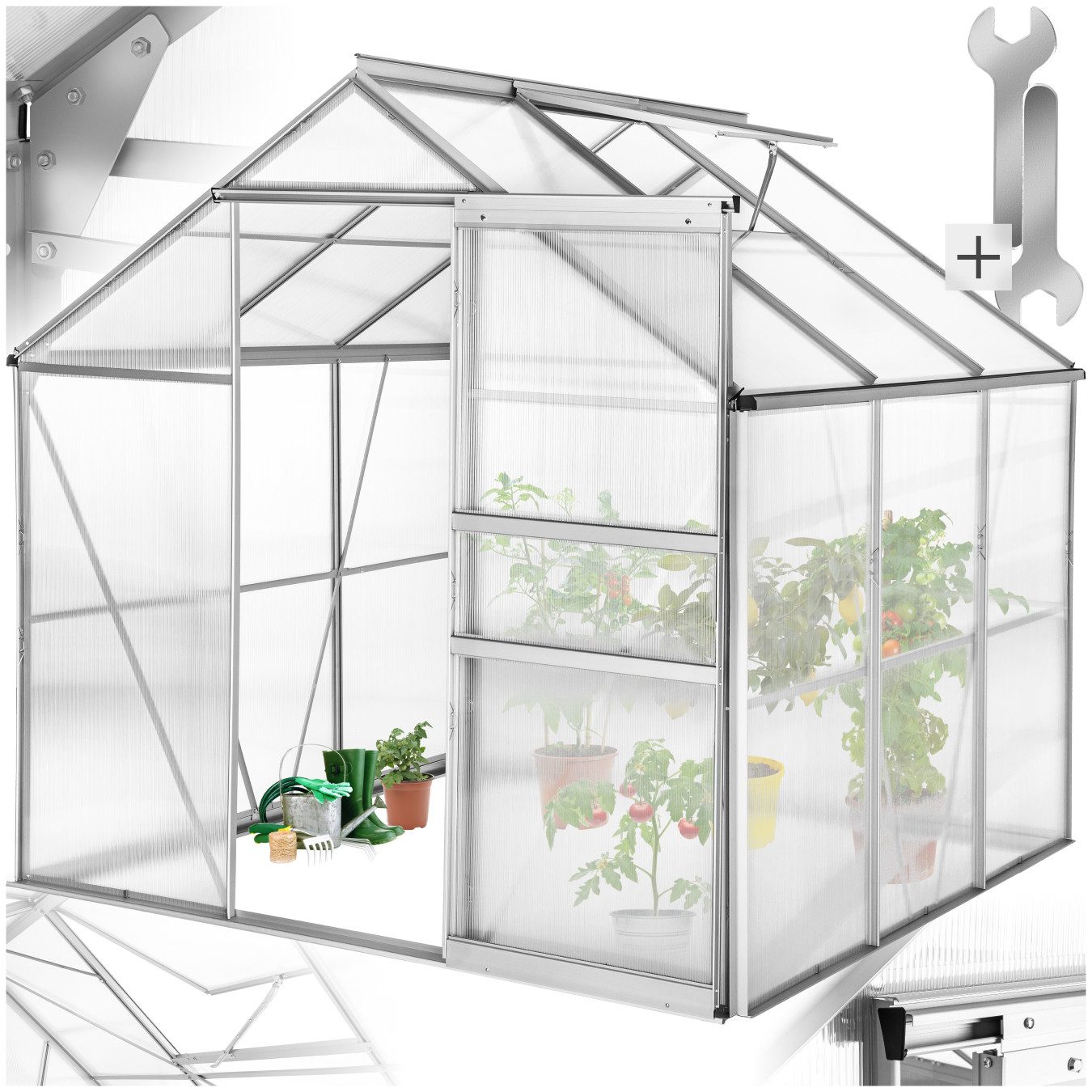 tectake Gewächshaus Treibhaus aus Aluminium, UV-beständig, günstig online kaufen