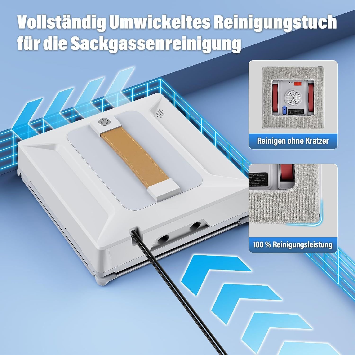 Kityhome Fenstersauger Fensterputzroboter Automatischer Fensterreiniger Elektrisch 6000KPA, 100ml Wasserbehälter, 4 Düsen Design, Automatischer Sprühen