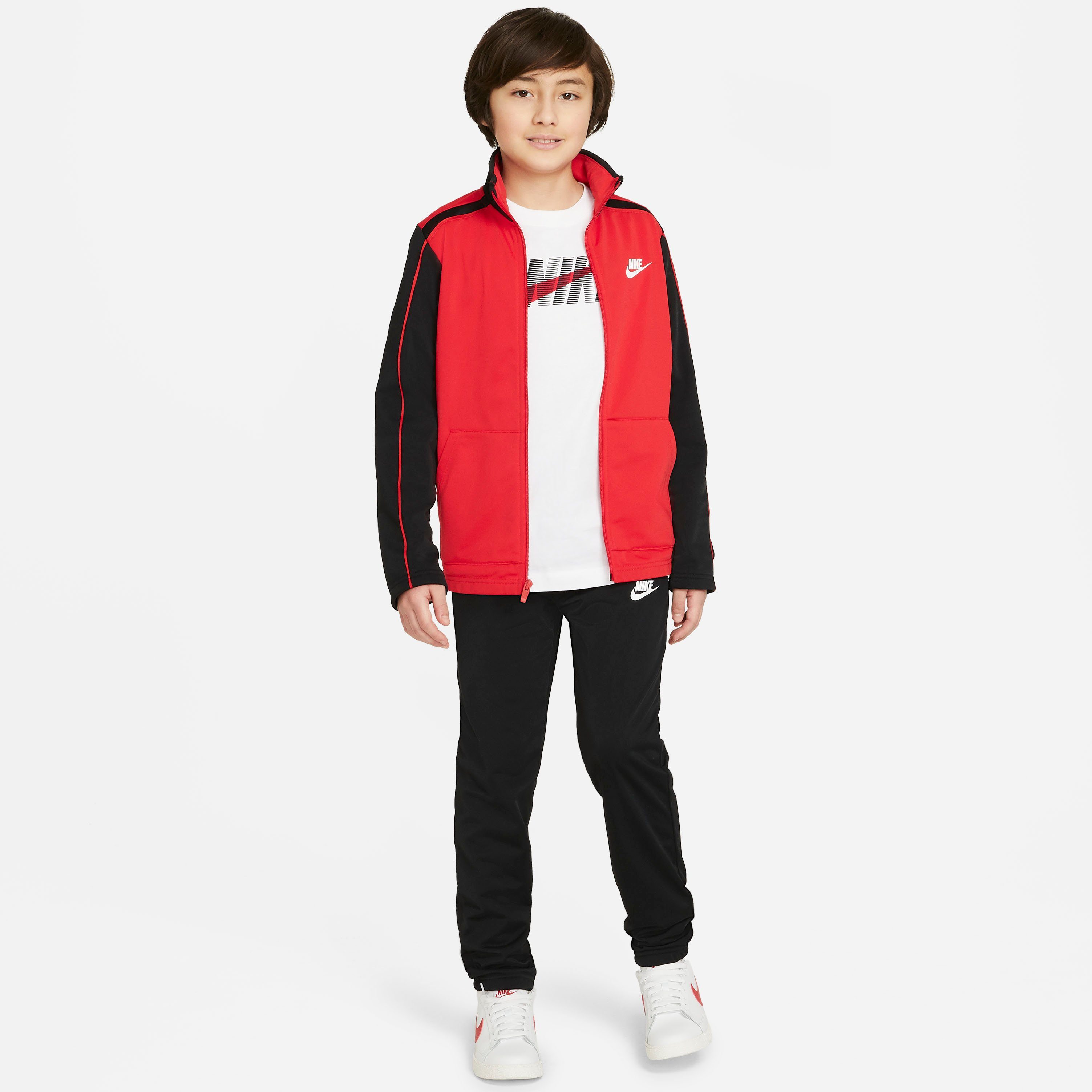 Kids' Sportswear Trainingsanzug Tracksuit schwarz-rot Nike Big