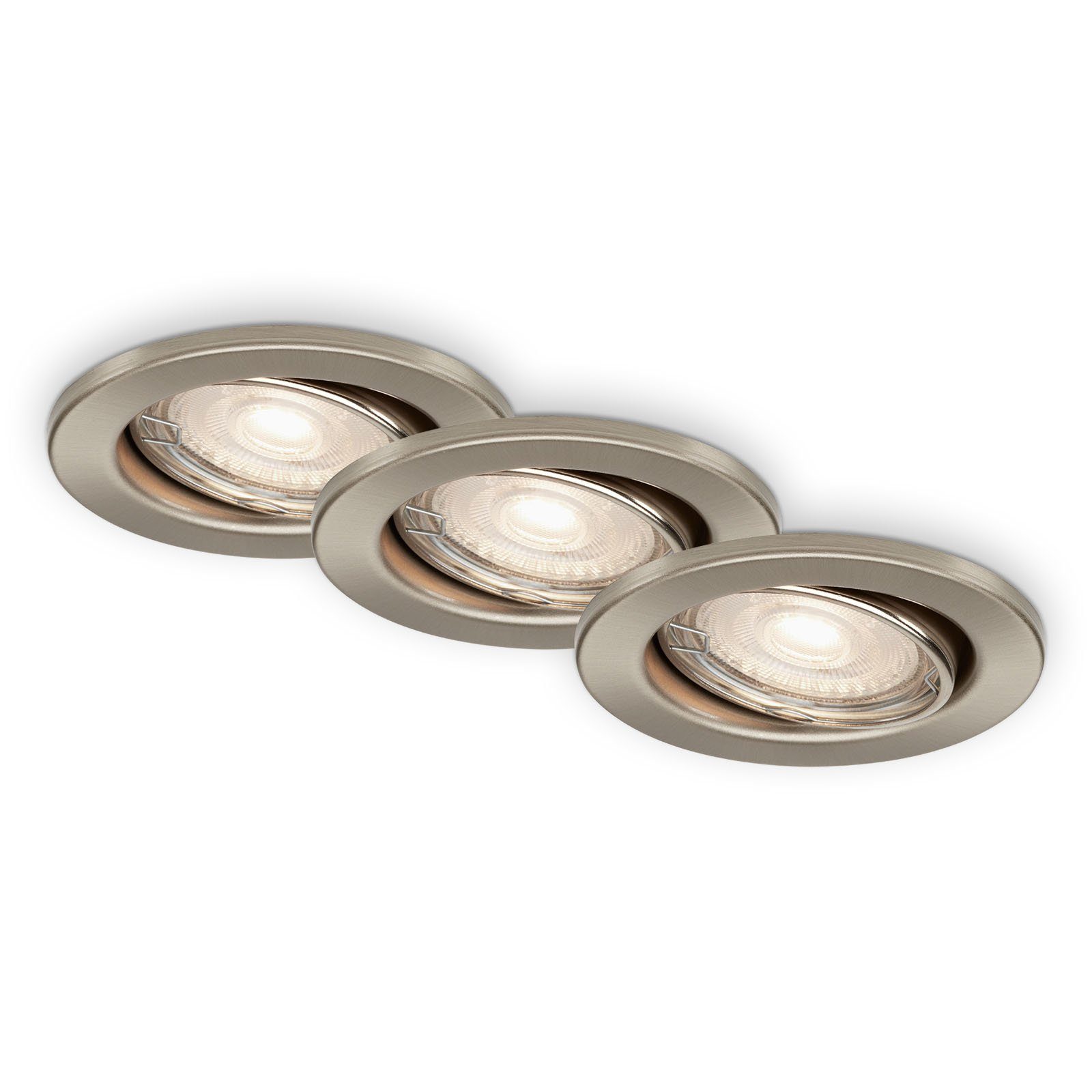 -nickel, matt LED 7220-032, LED wechselbar, Einbaustrahler, Warmweiß, Briloner Leuchten Einbauleuchte GU10, Einbauspot