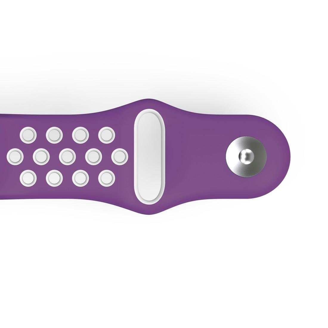 Hama Smartwatch-Armband Ersatzarmband Fitbit Charge 3/4, Schmutzabweisend Sportarmband, Abwaschbar - atmungsaktives 22mm, lila Rutschfest 