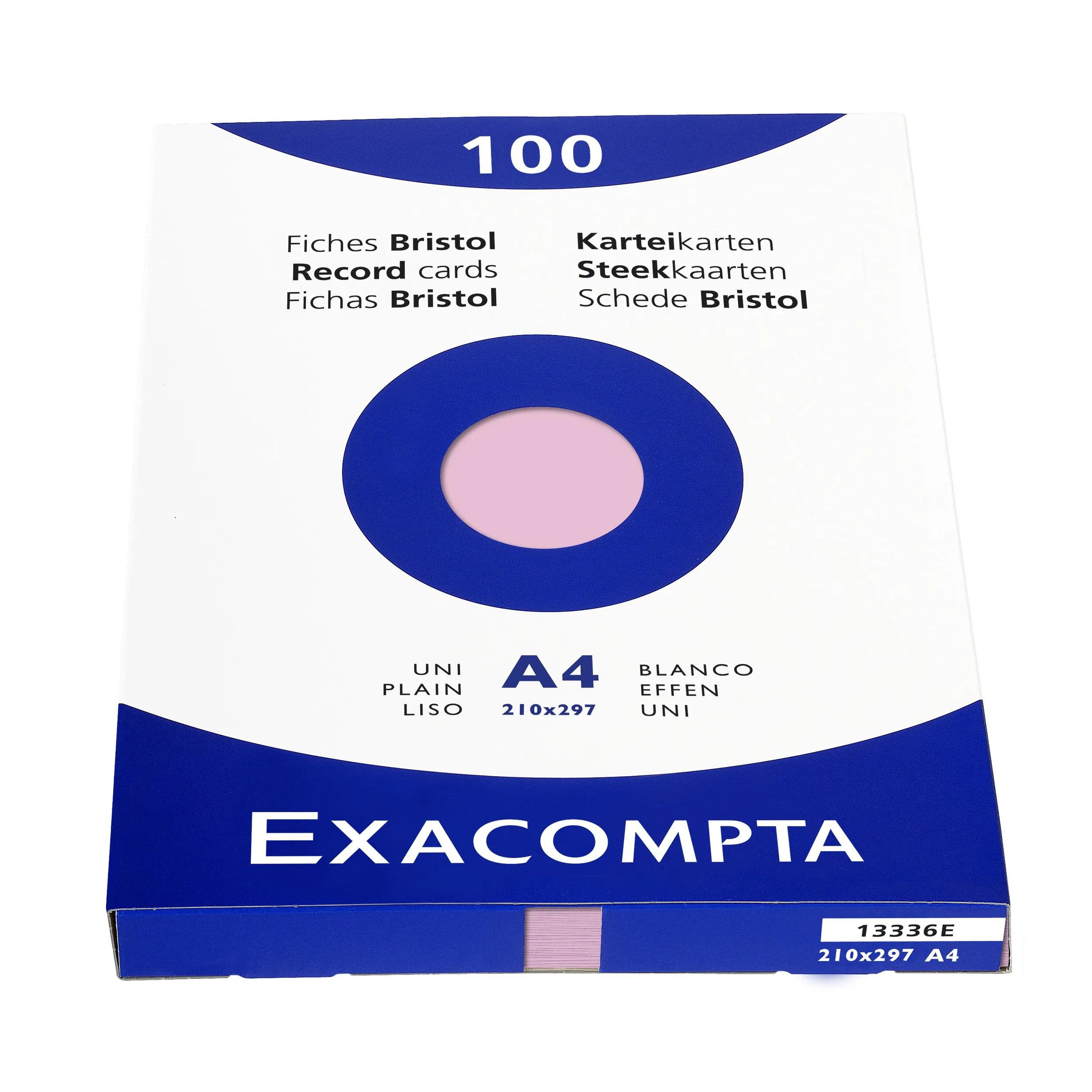 EXACOMPTA Karteikarten Karteikarten A4 blanko, Faltschachtel mit 100 Stück - Rosa - 13336E, Karteikarten blanko