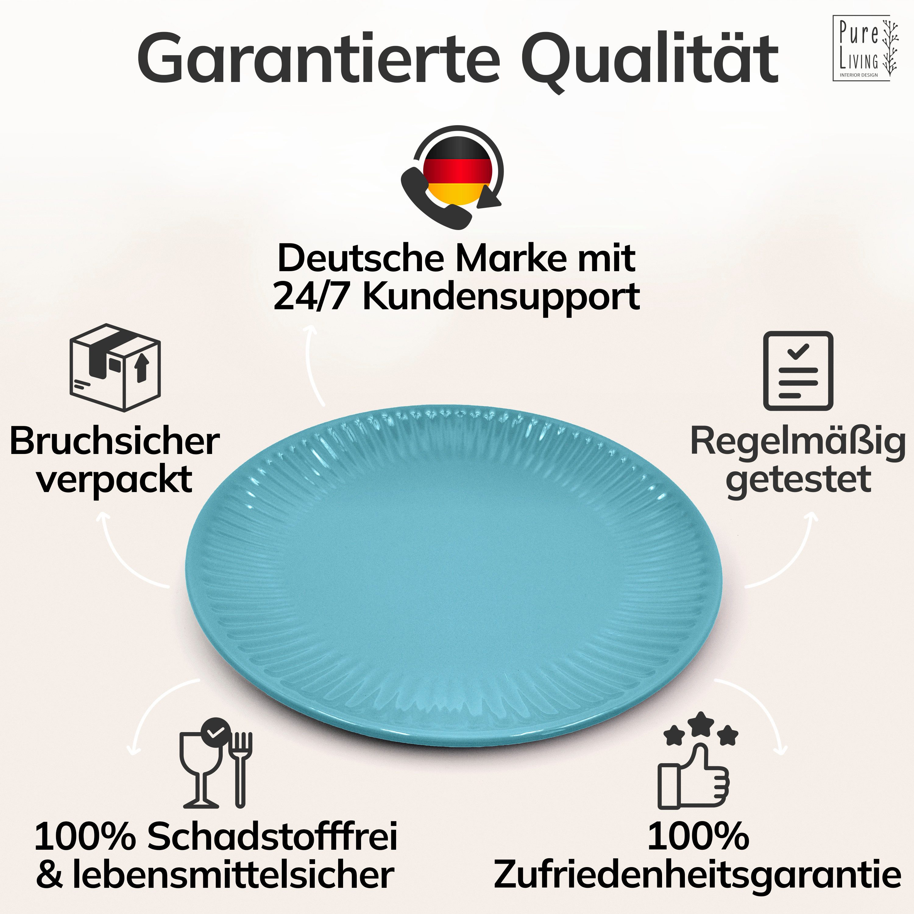 PURE LIVING INTERIOR DESIGN Geschirr-Set Hygge Dessertteller, Frühstückteller, 6er-Set, 20 cm, Grün (6-tlg), 6 Personen, Steingut – Bild 5 von 5